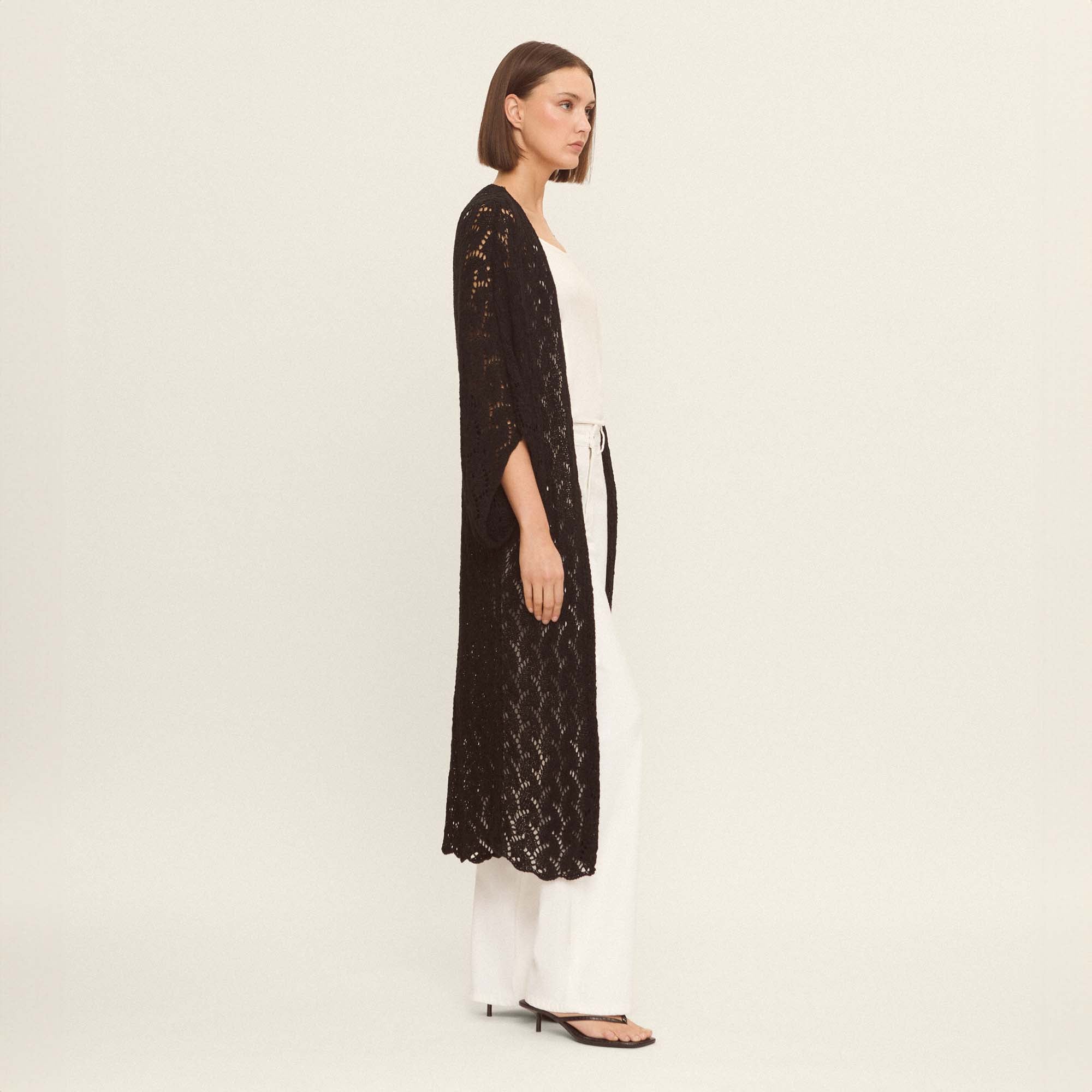 Openwork knit cardigan