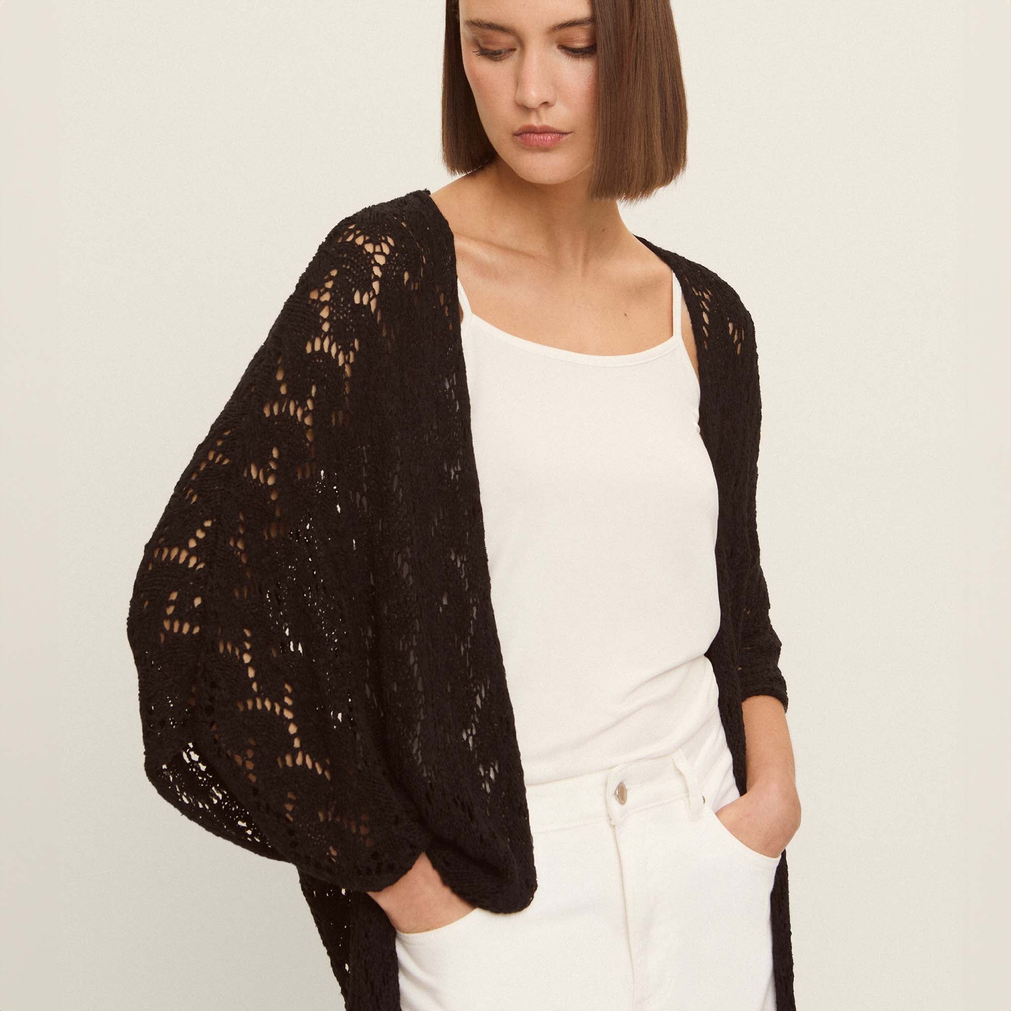 Openwork knit cardigan