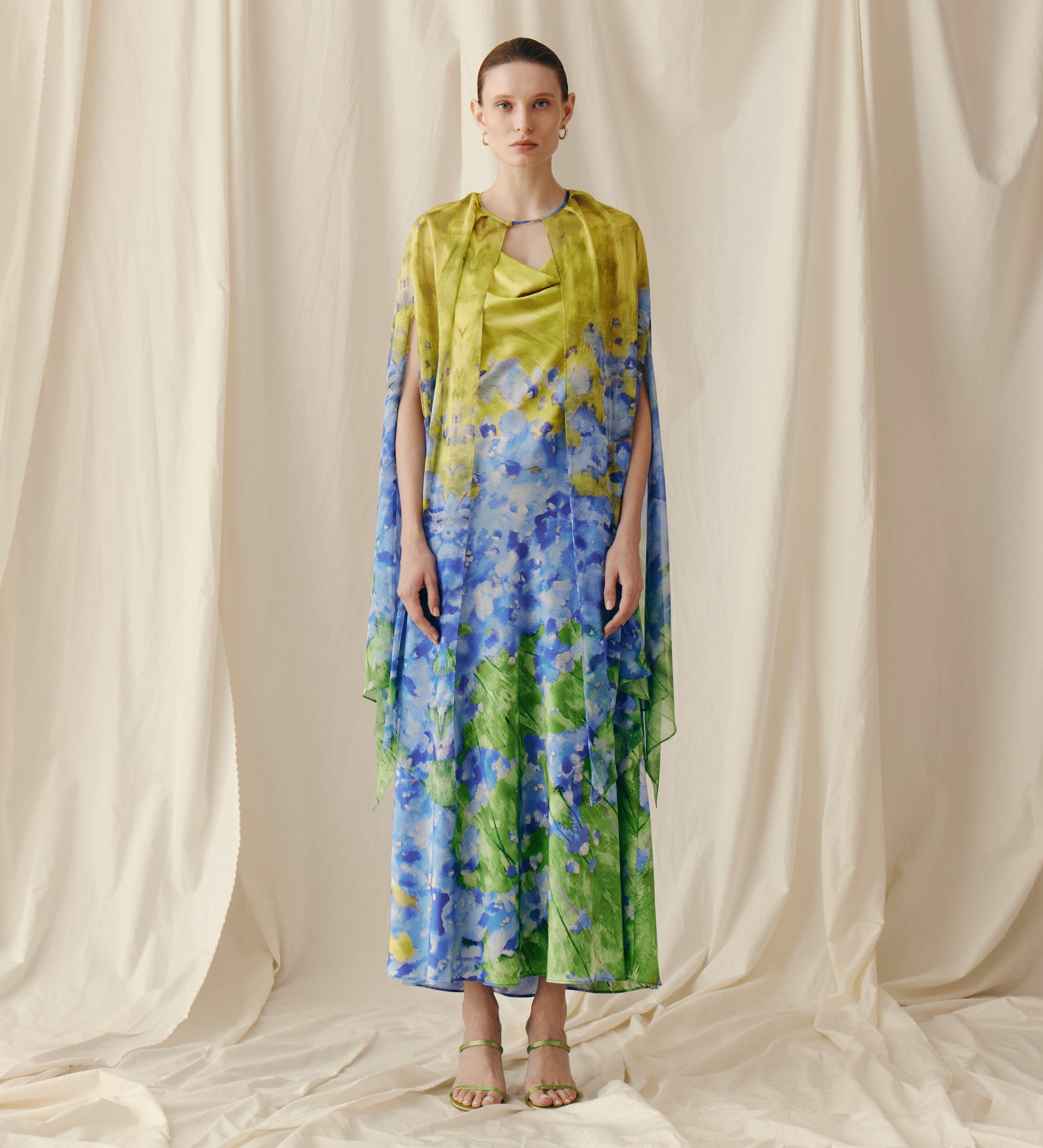 Flared chiffon cape