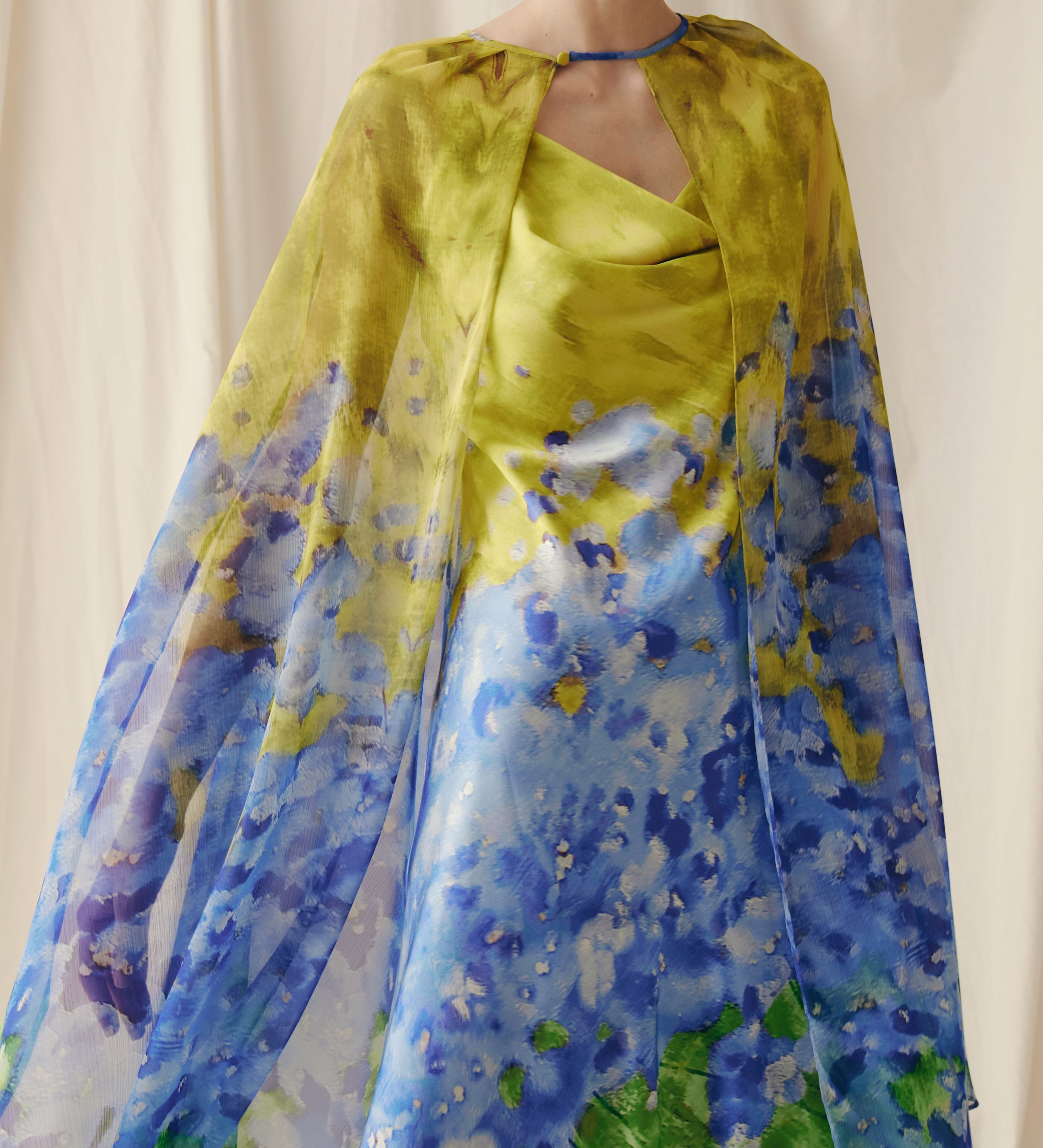 Flared chiffon cape