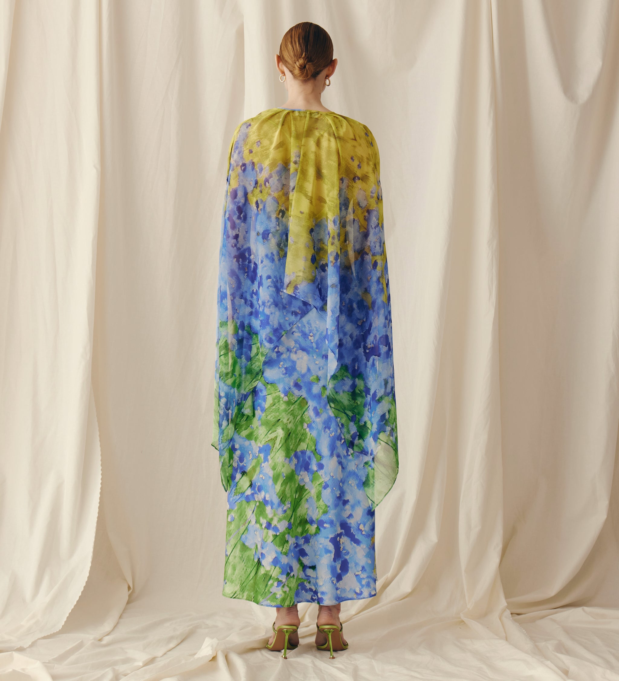 Flared chiffon cape