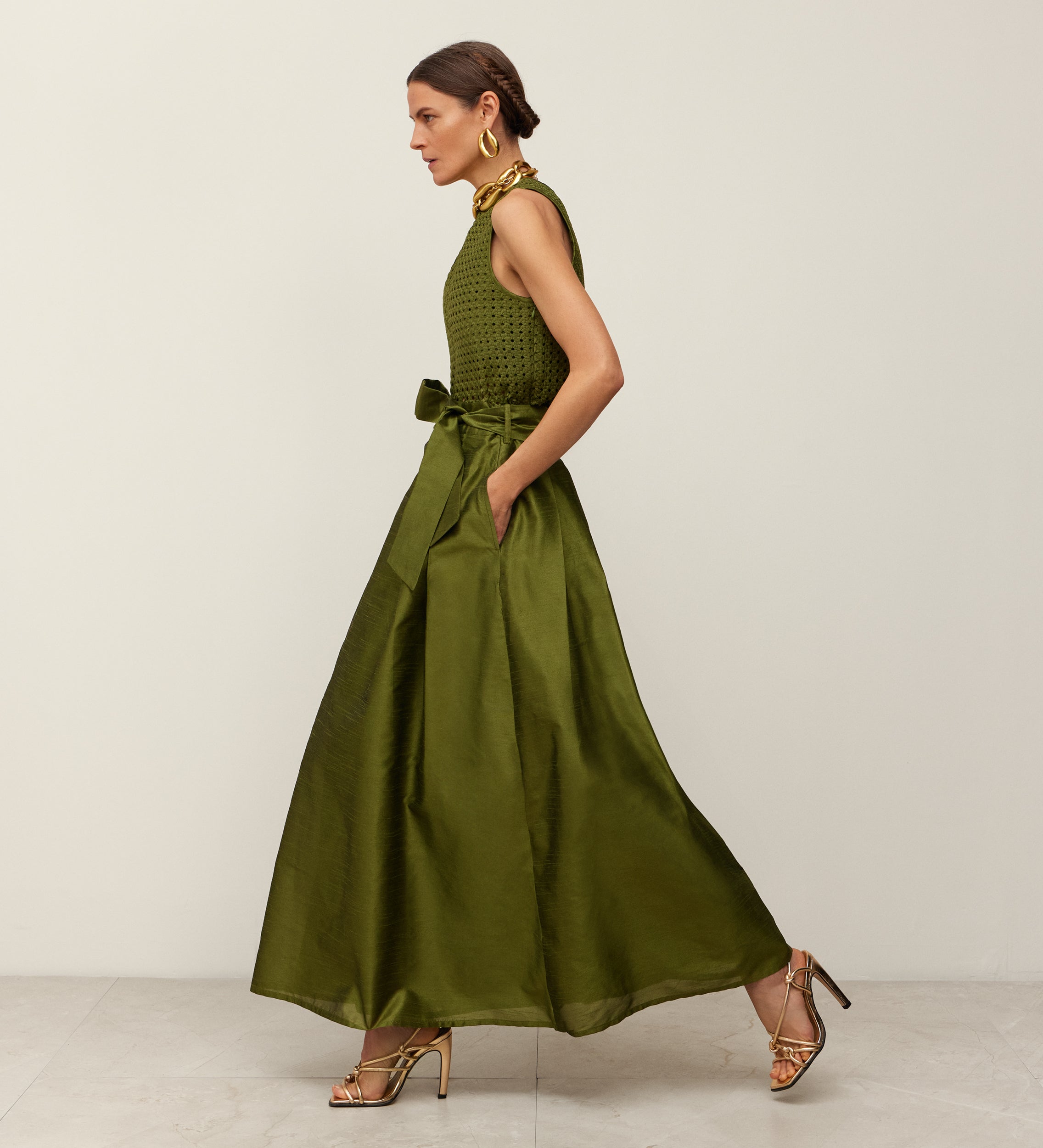 Braided shantung top
