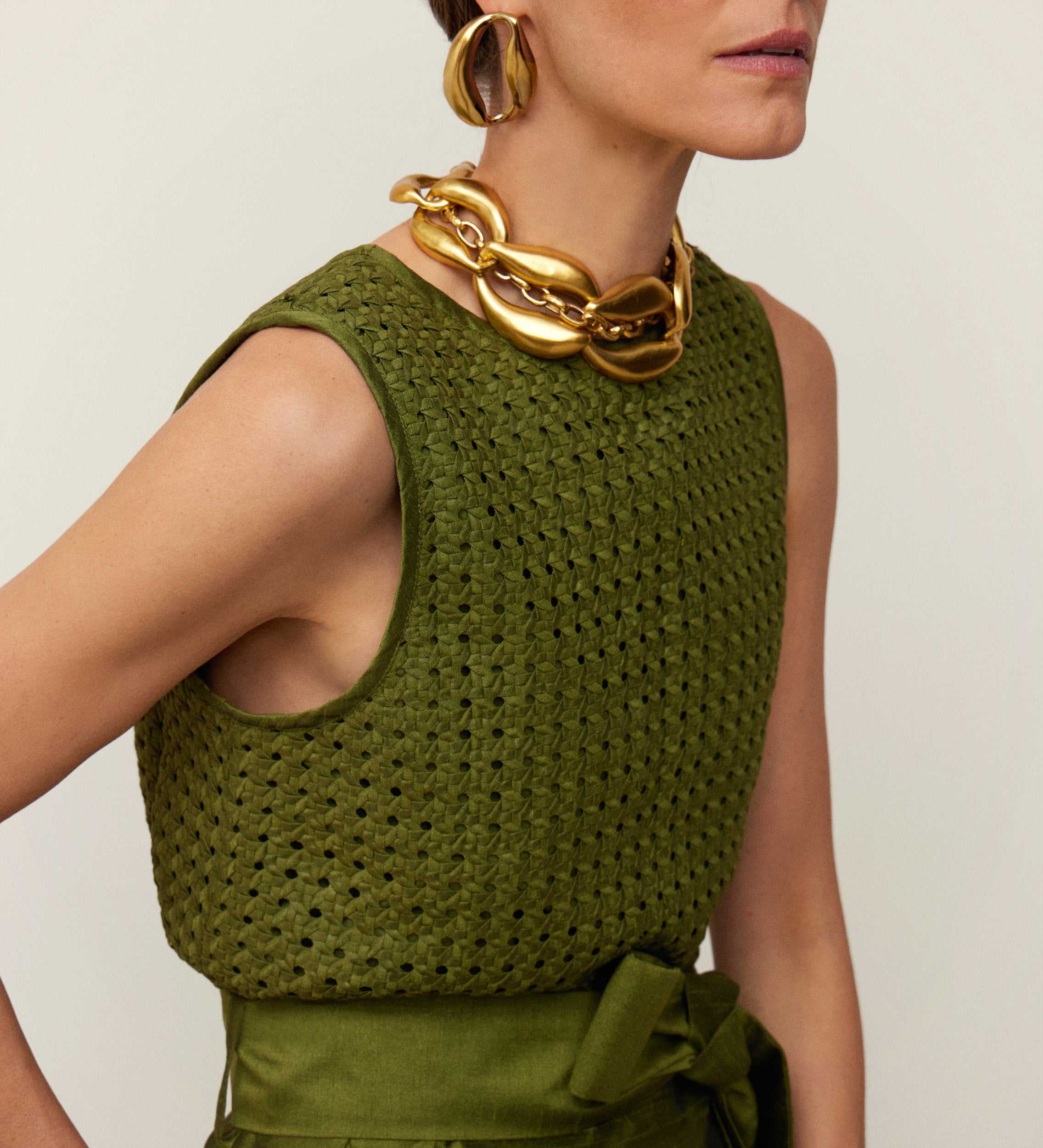 Braided shantung top