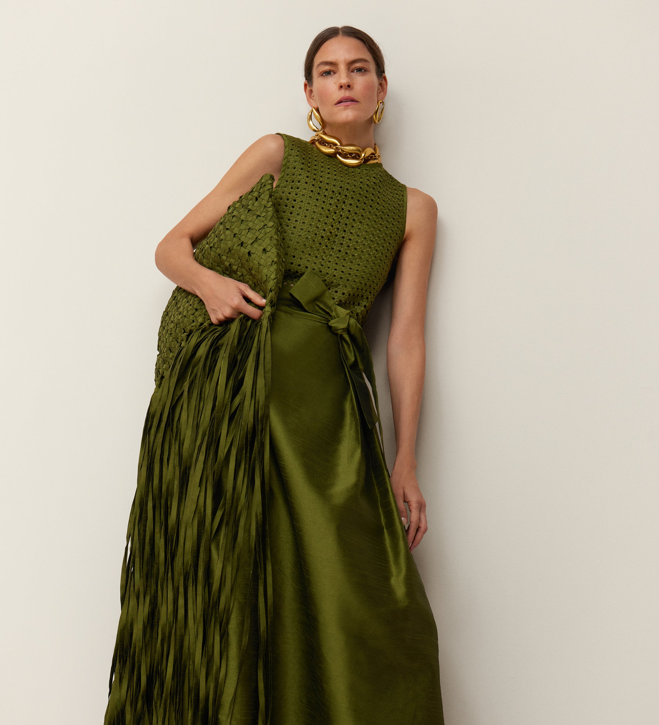 Braided shantung top