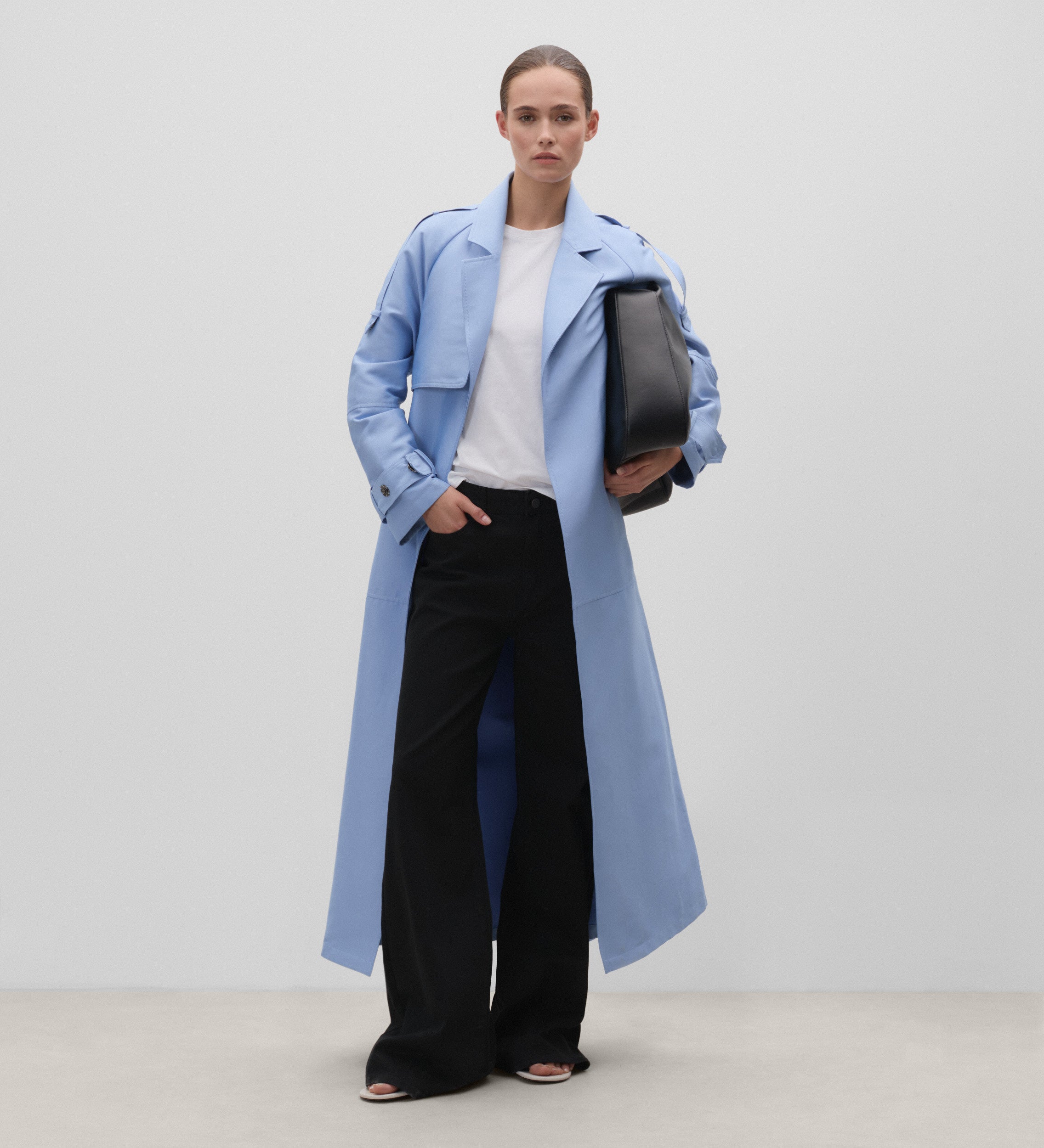 Tie belt trench coat