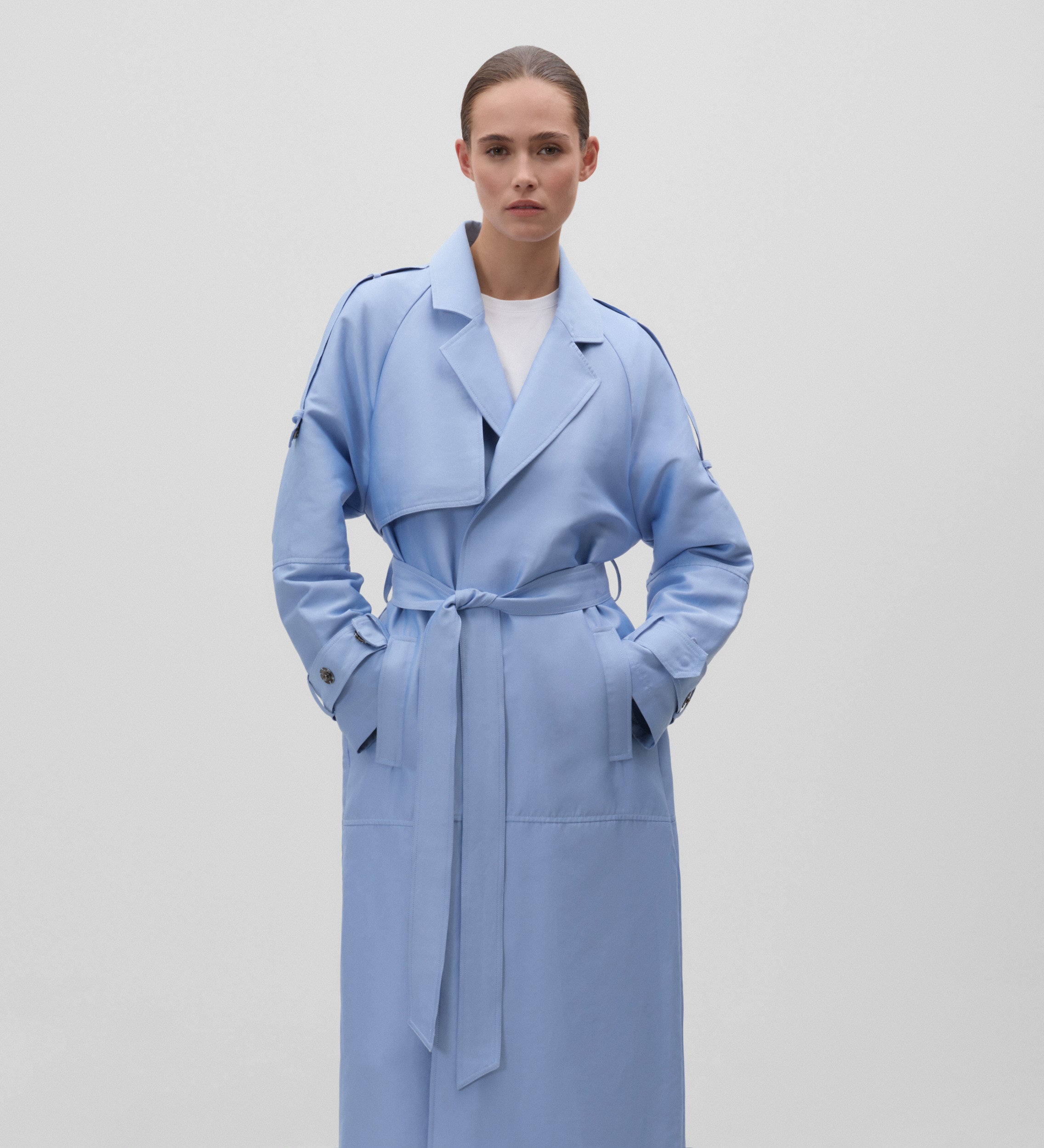Tie belt trench coat
