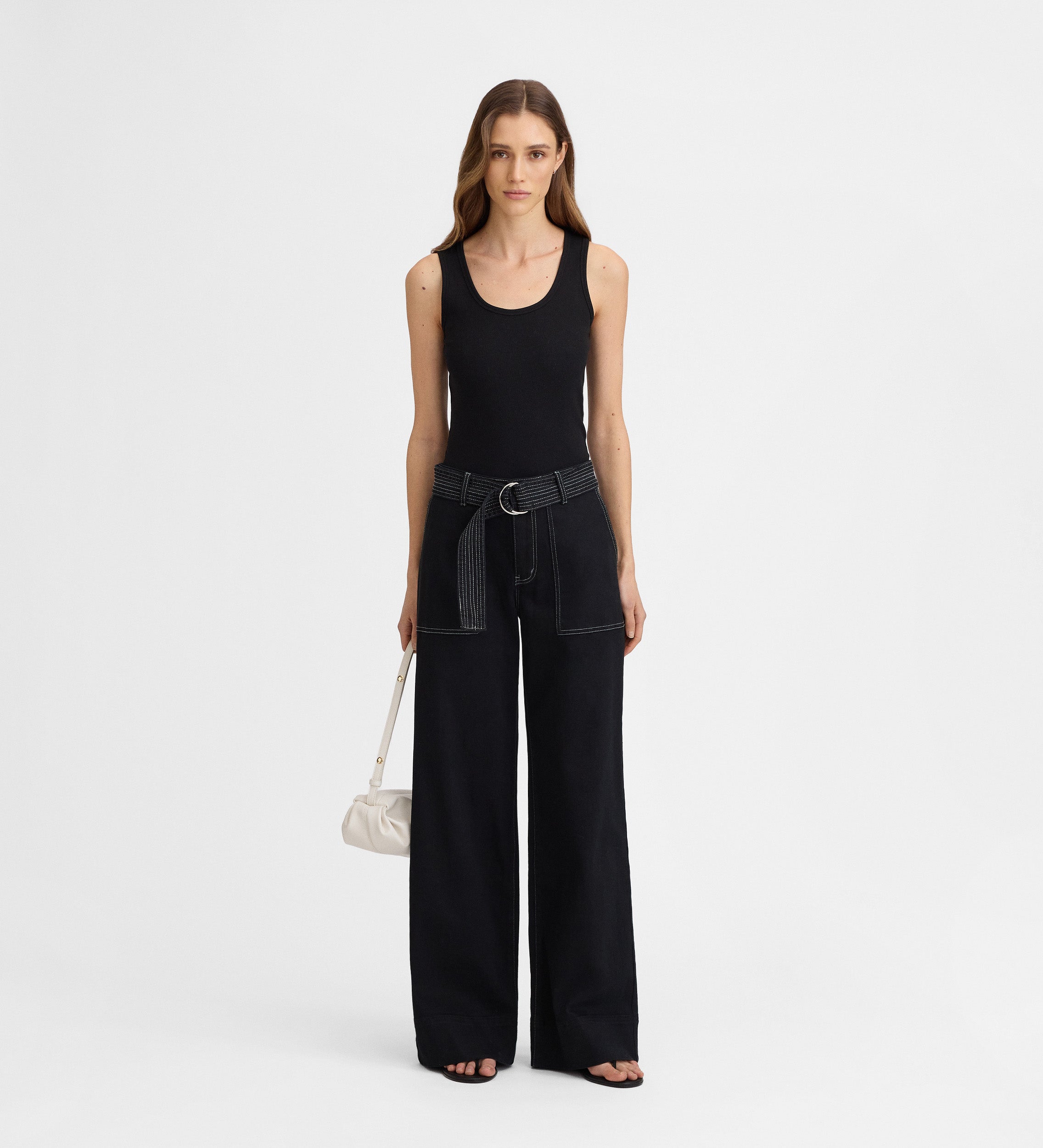 Pantalon en jean avec surpiqûres