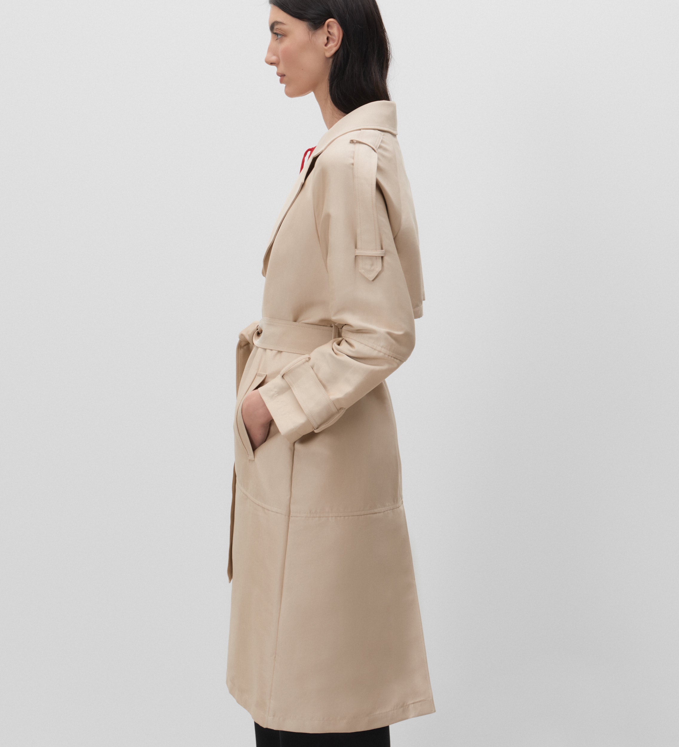 Tie belt trench coat