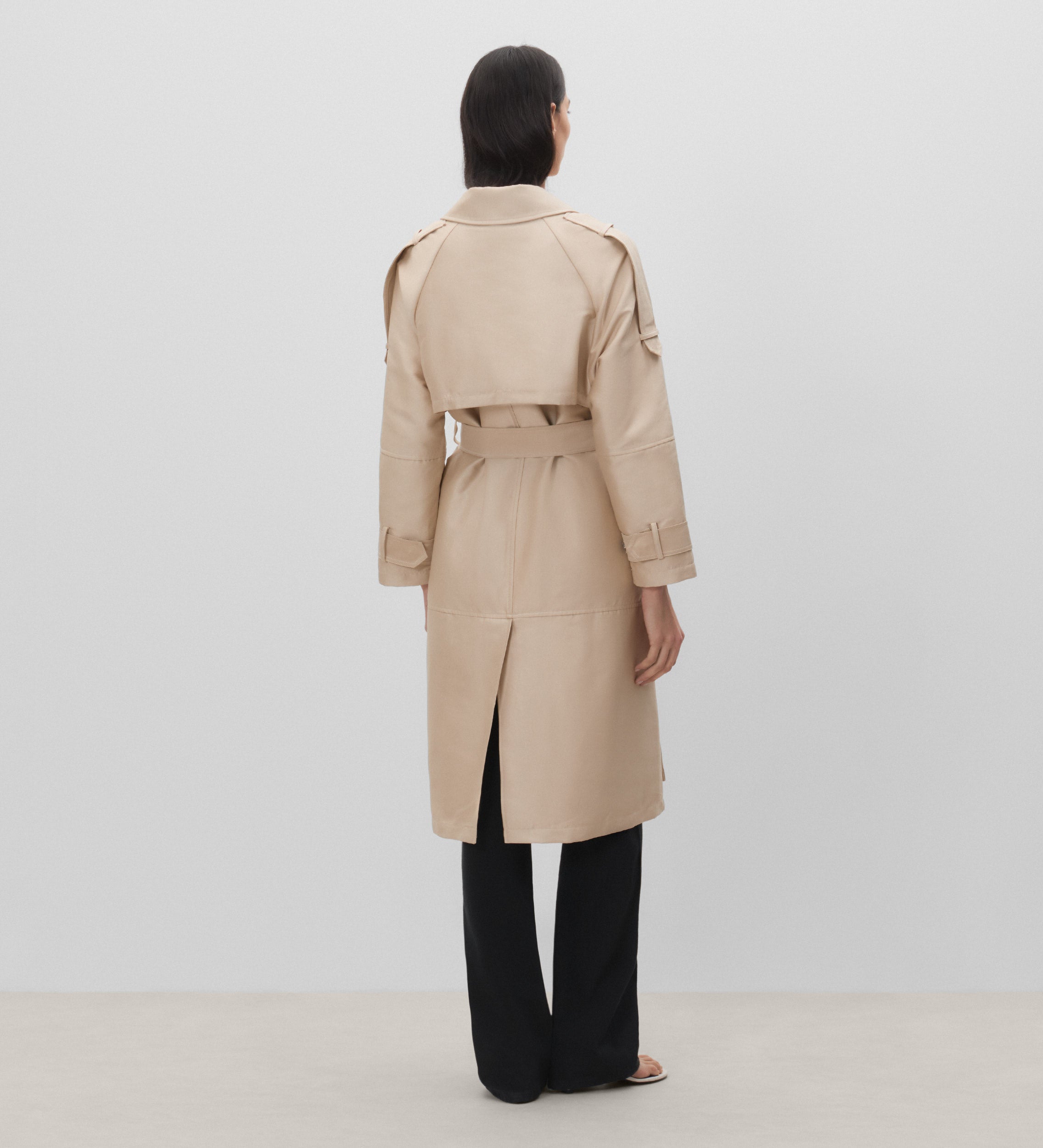 Tie belt trench coat