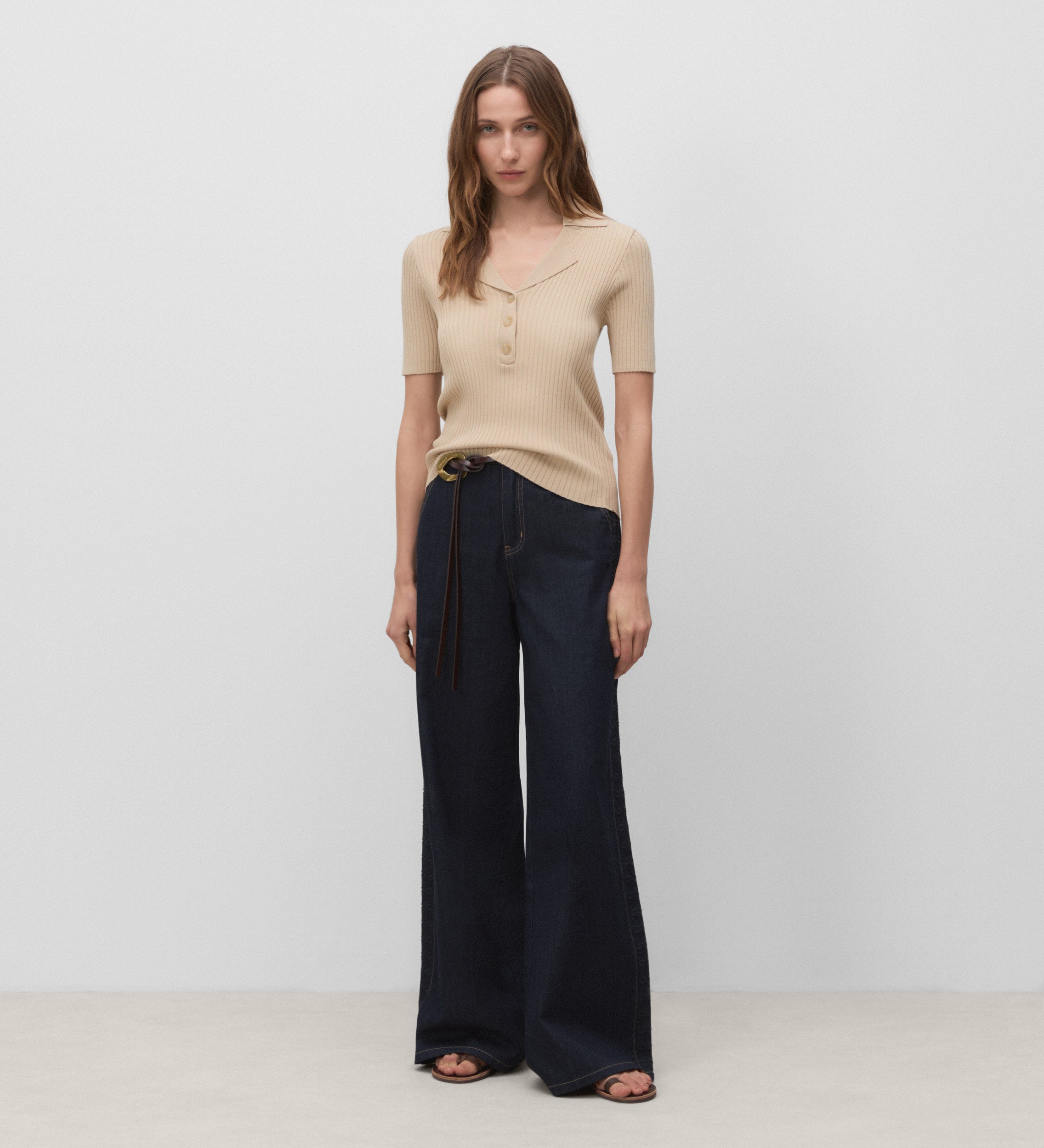 Top punto cuello polo