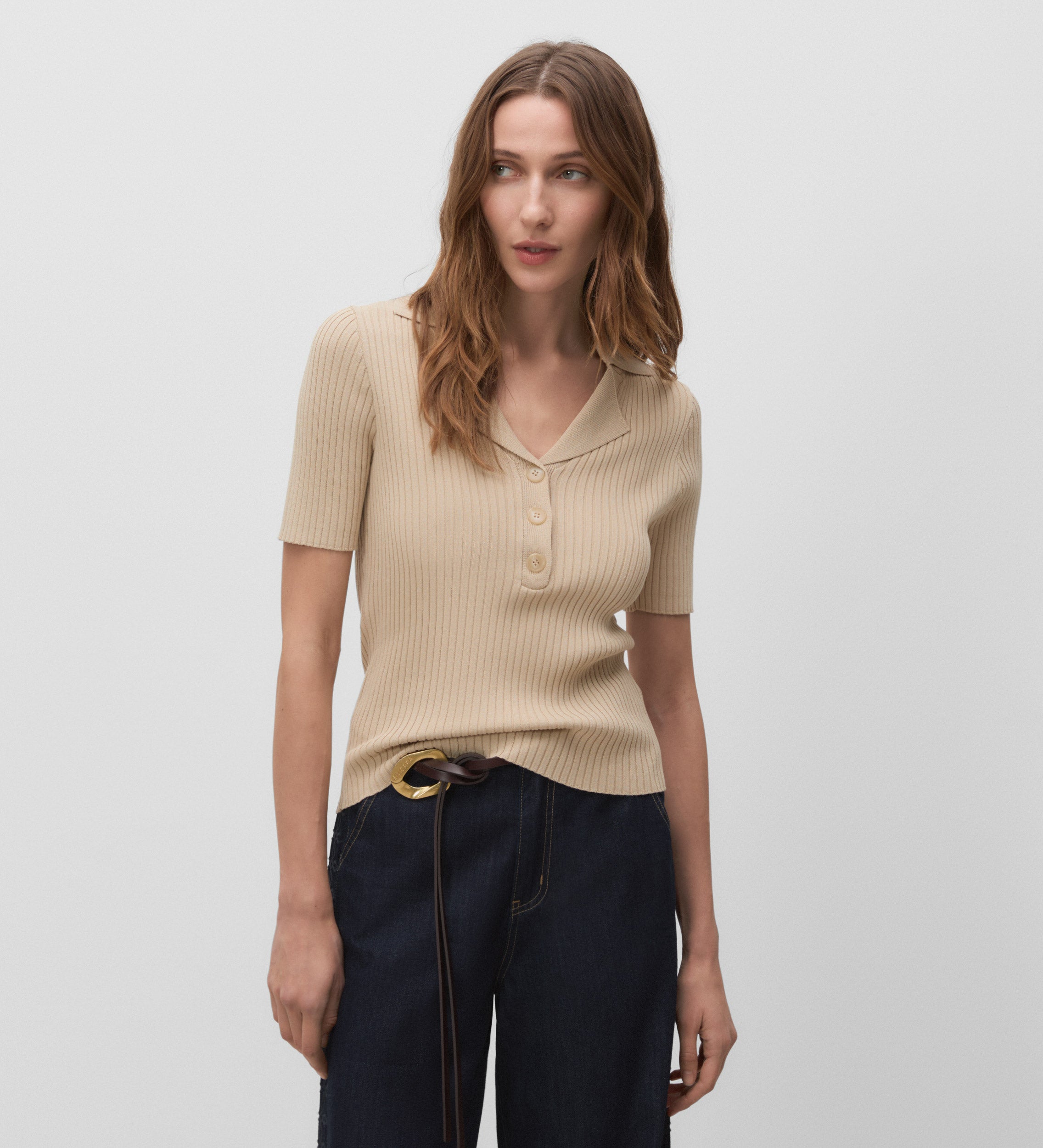 Top punto cuello polo