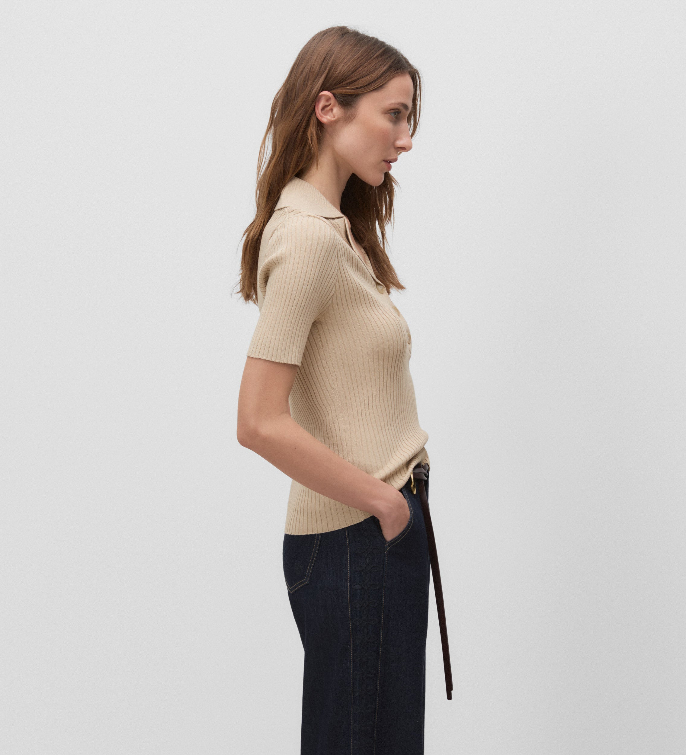 Top punto cuello polo