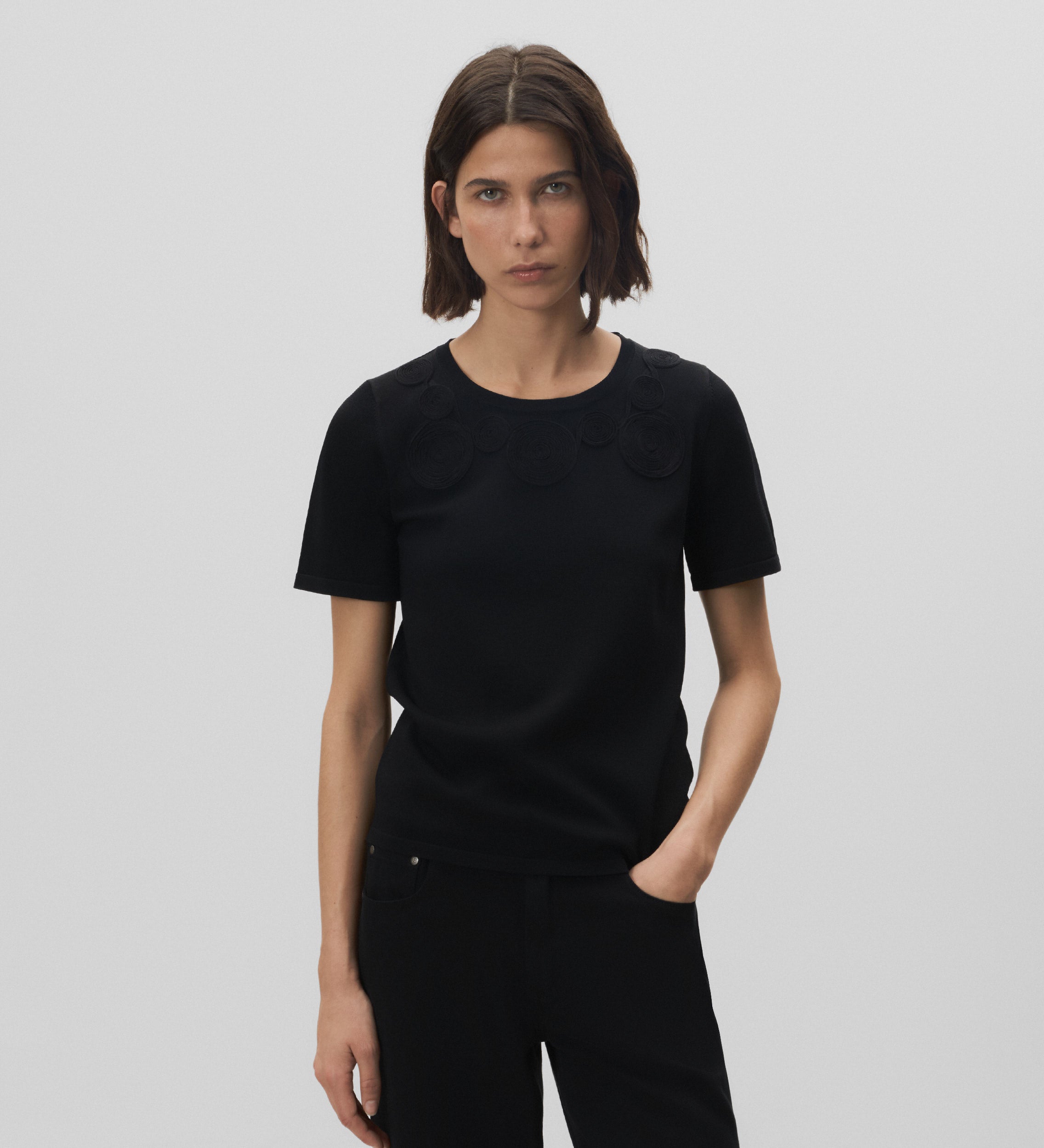 Top tricot bordado