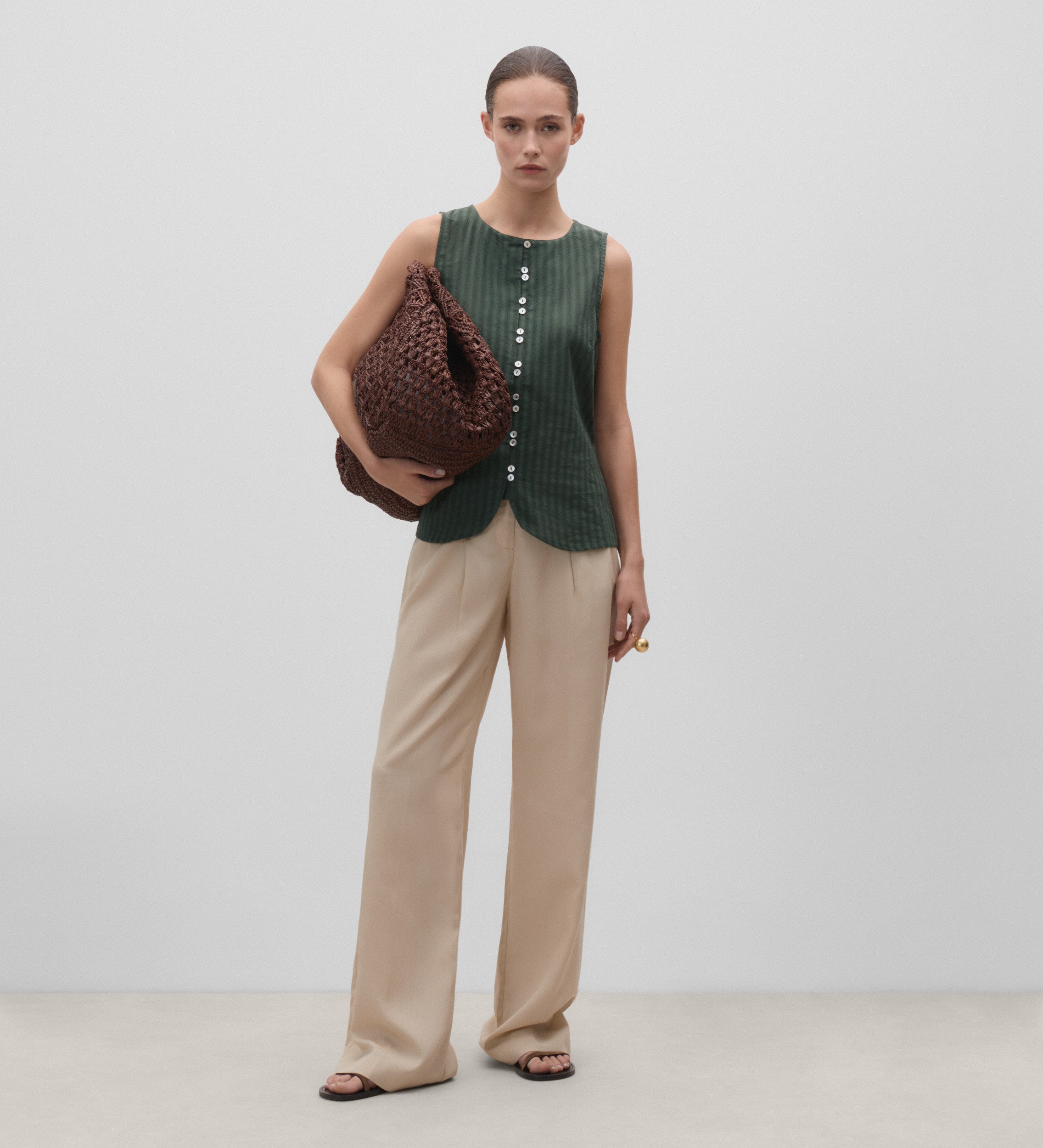 Textured armhole-cut top