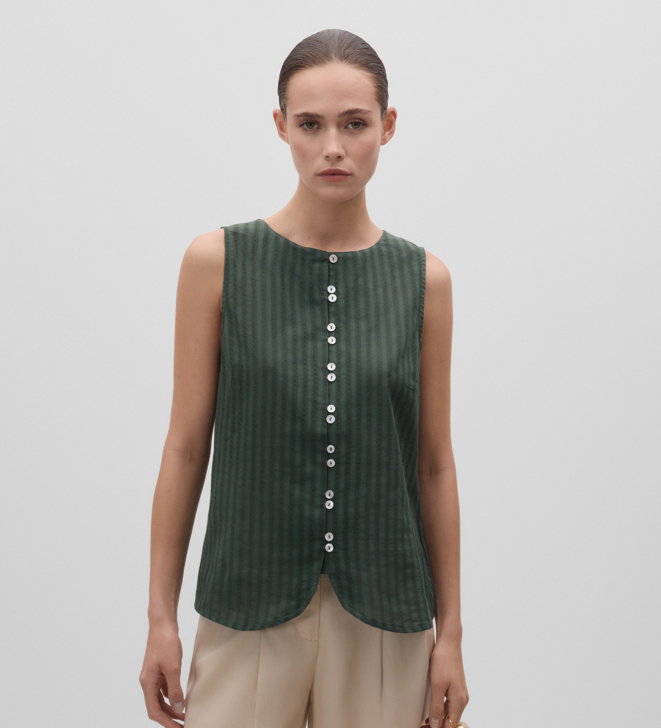Textured armhole-cut top