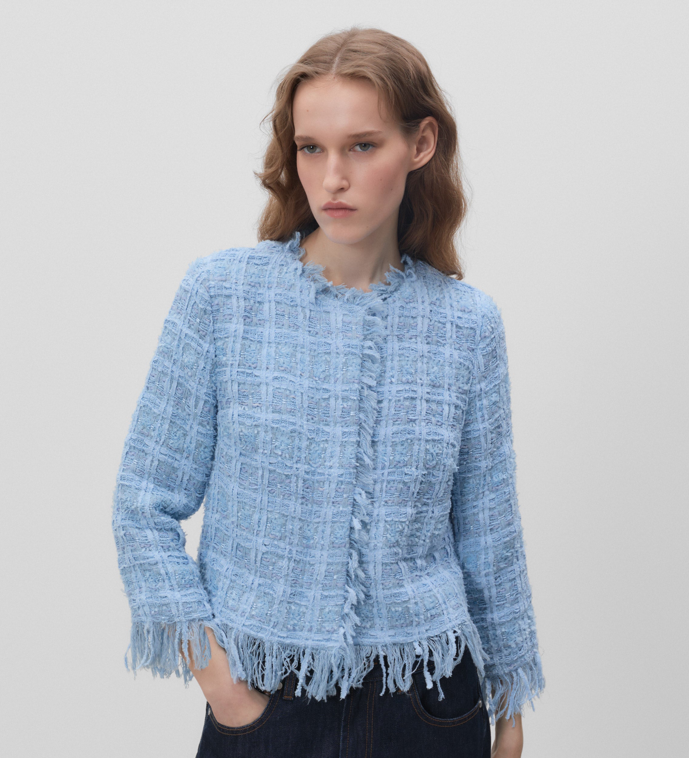 Fringed tweed jacket