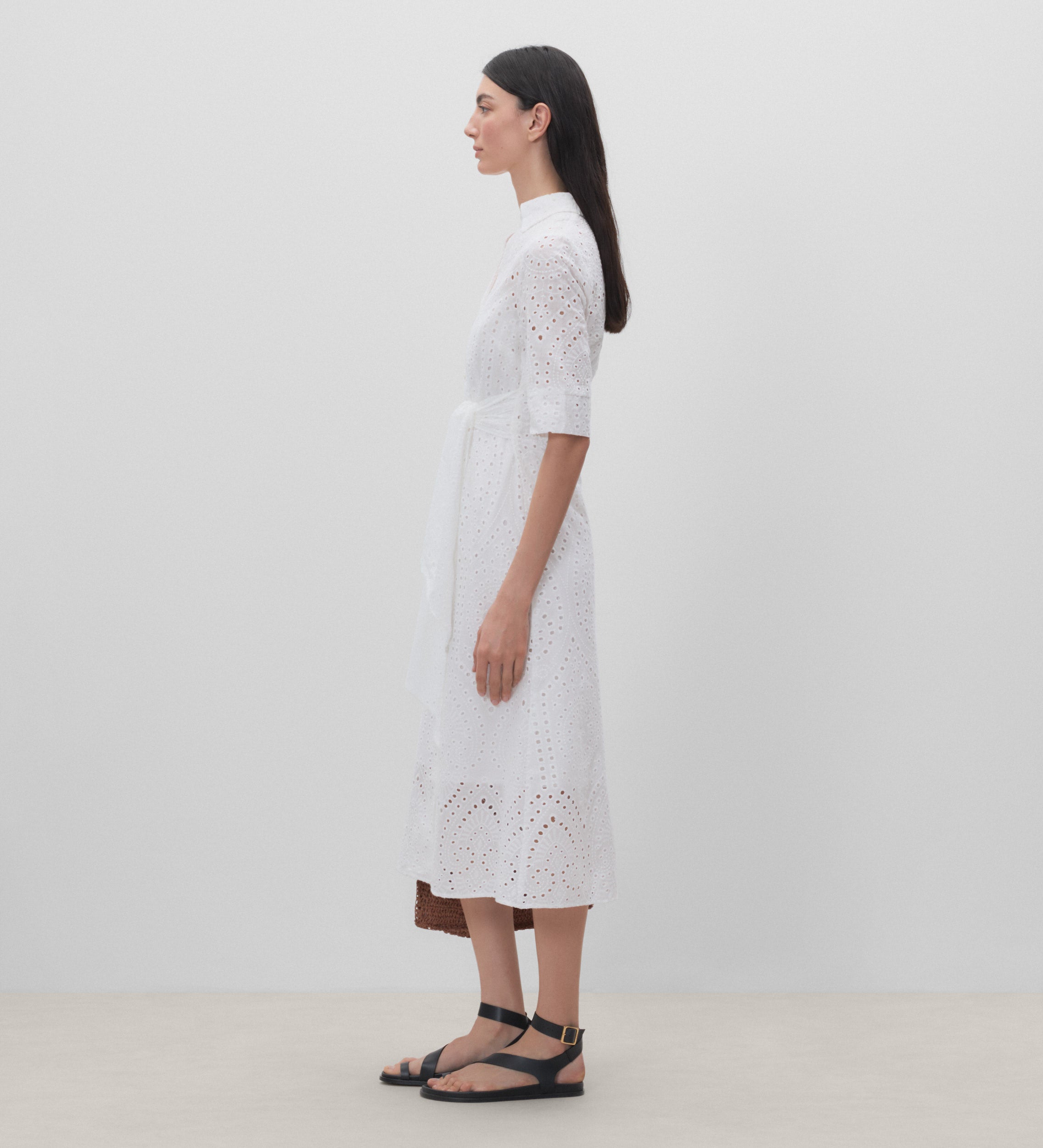 Vestido camisero algodón bordado