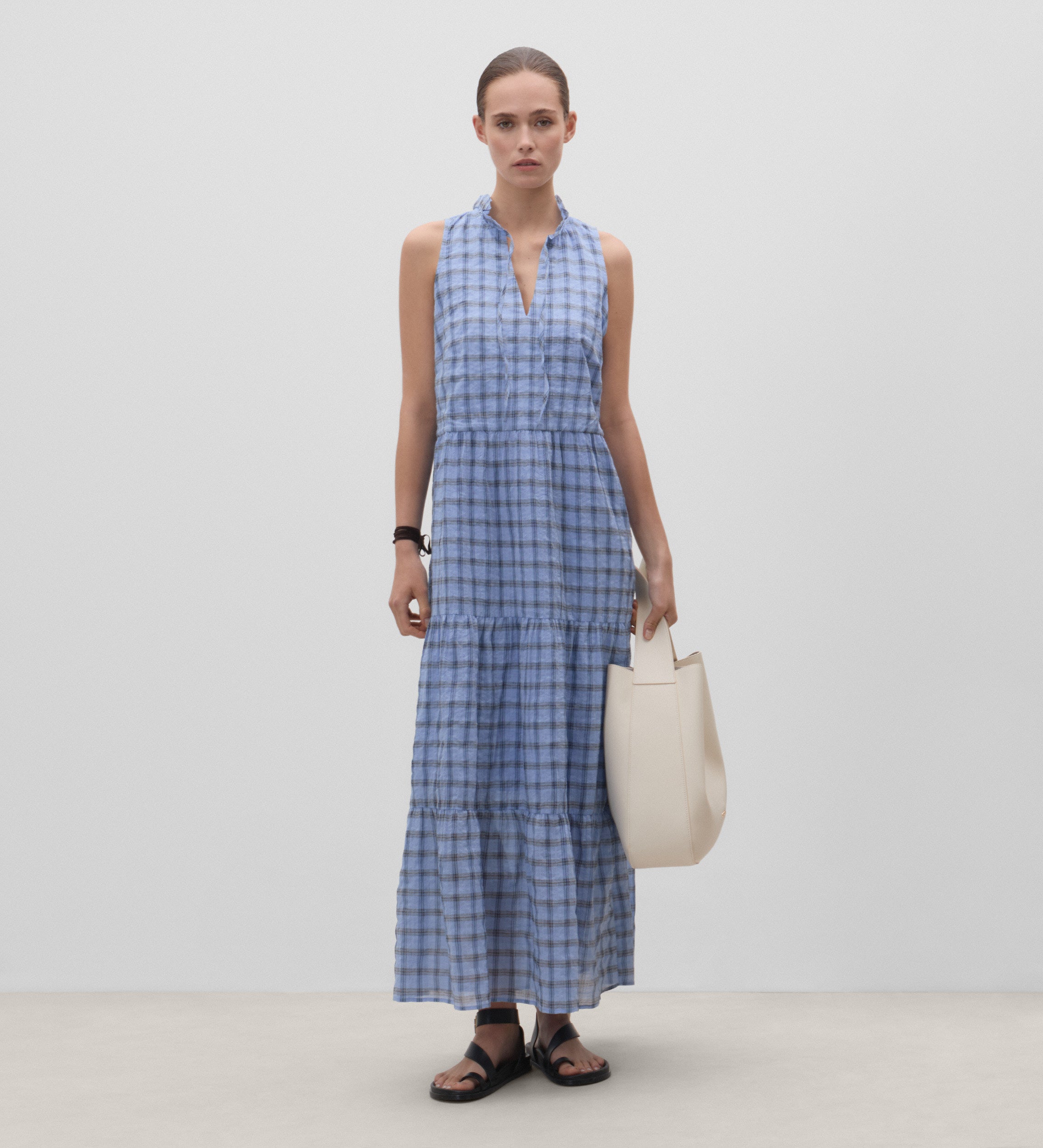 Robe longue à carreaux