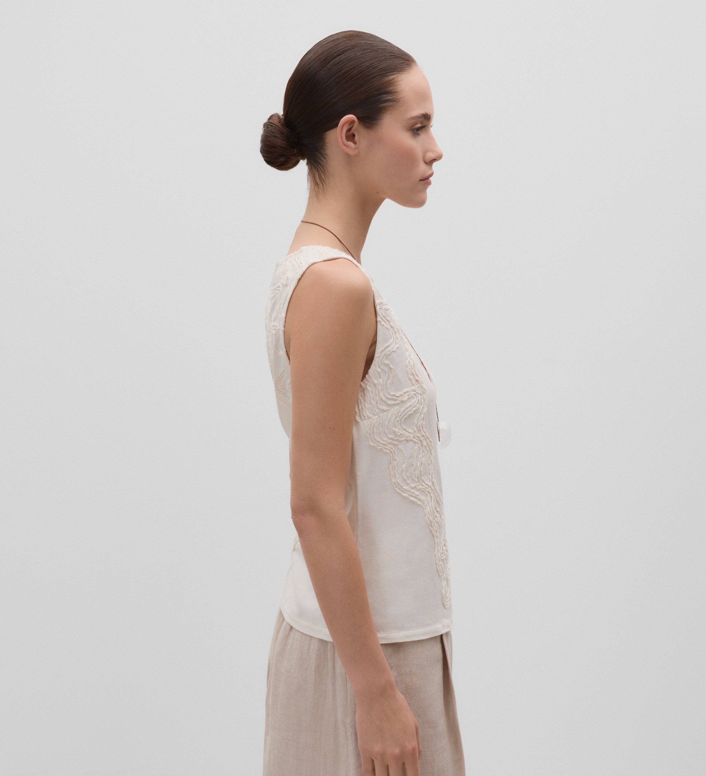 Embroidered sleeveless top