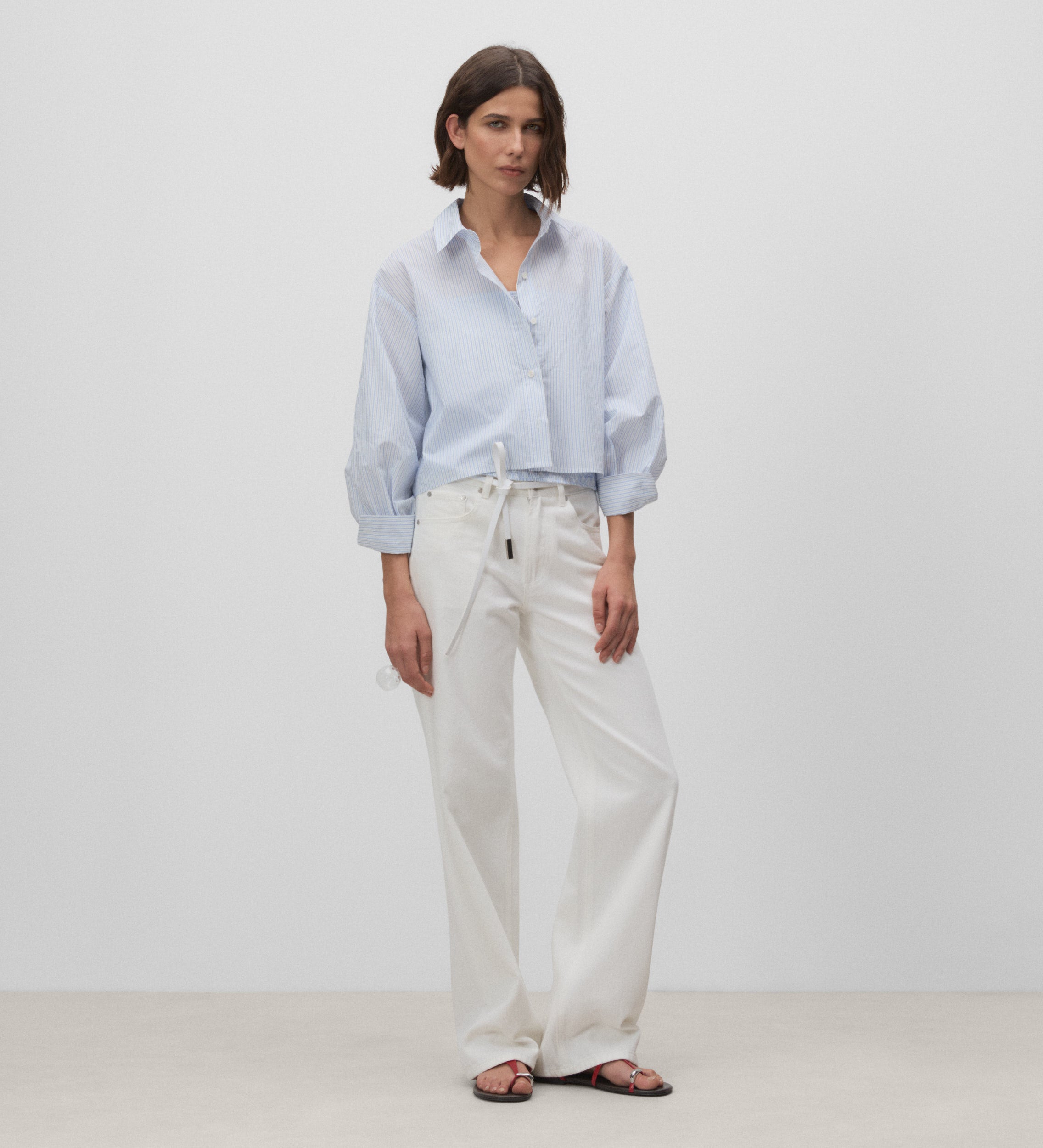 Chemise courte à rayures
