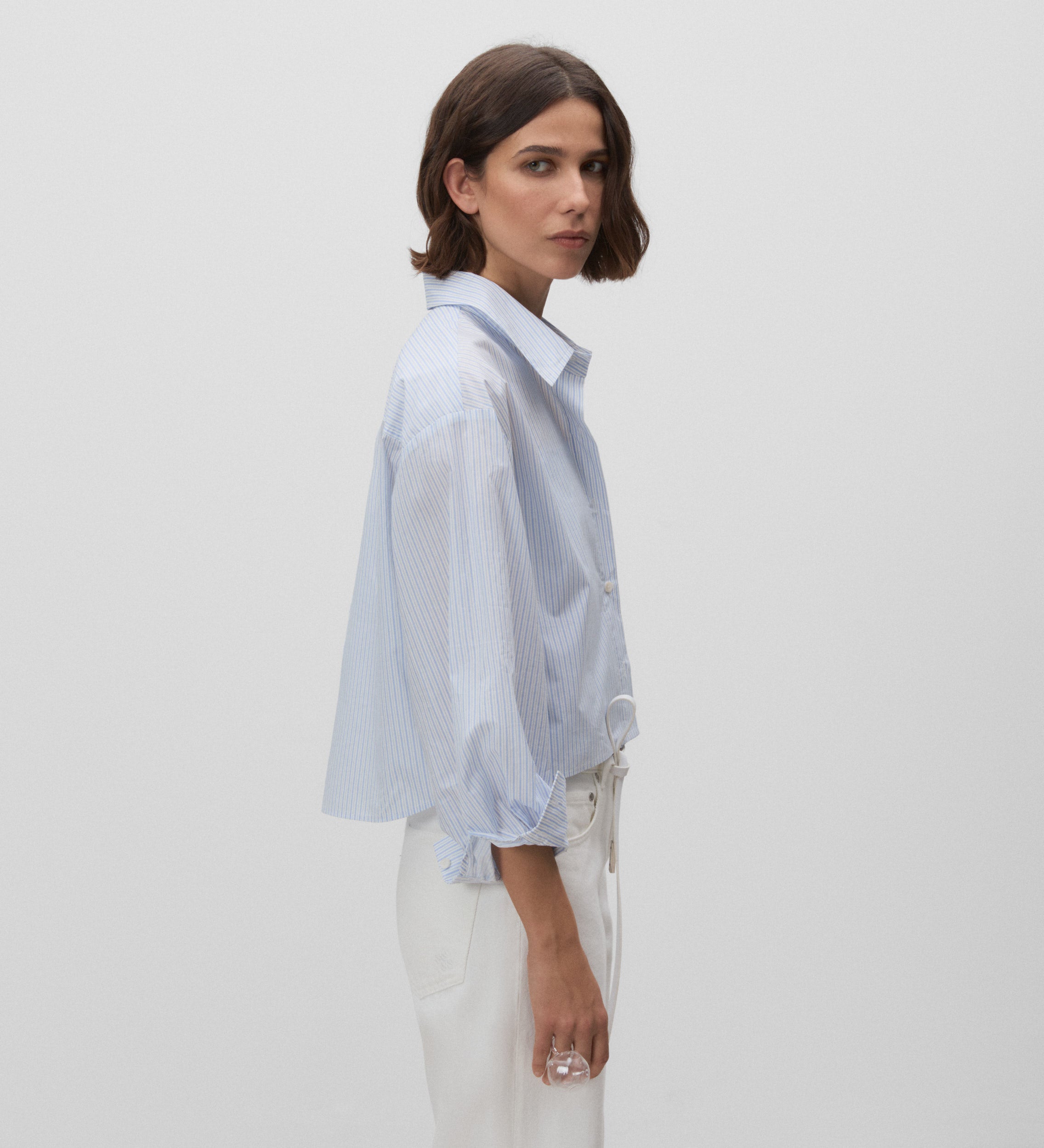 Chemise courte à rayures