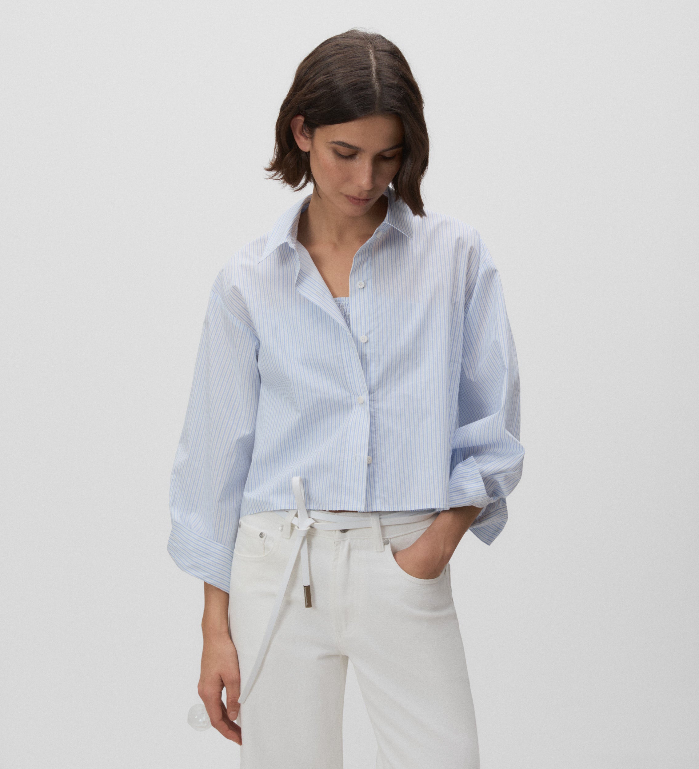 Chemise courte à rayures