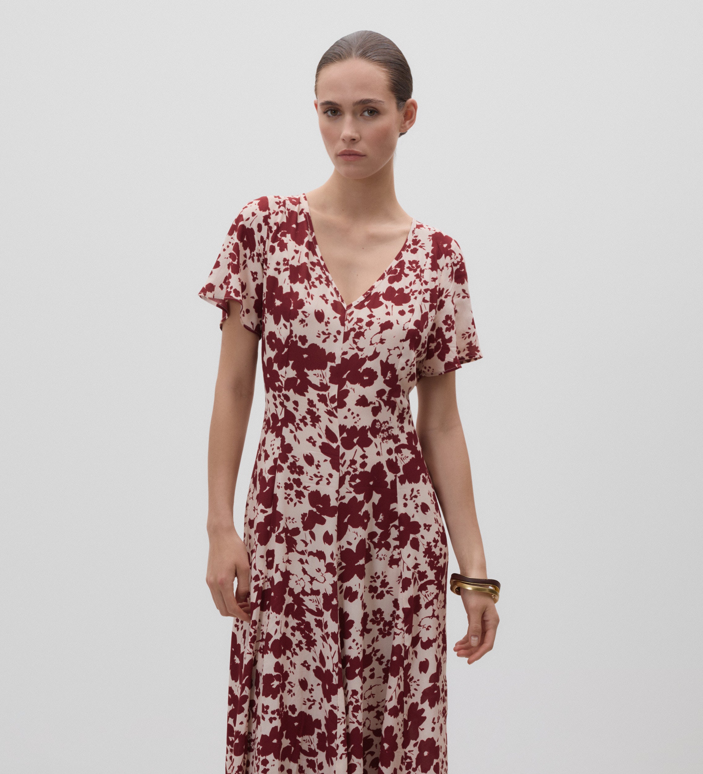 Robe imprimée à col en V