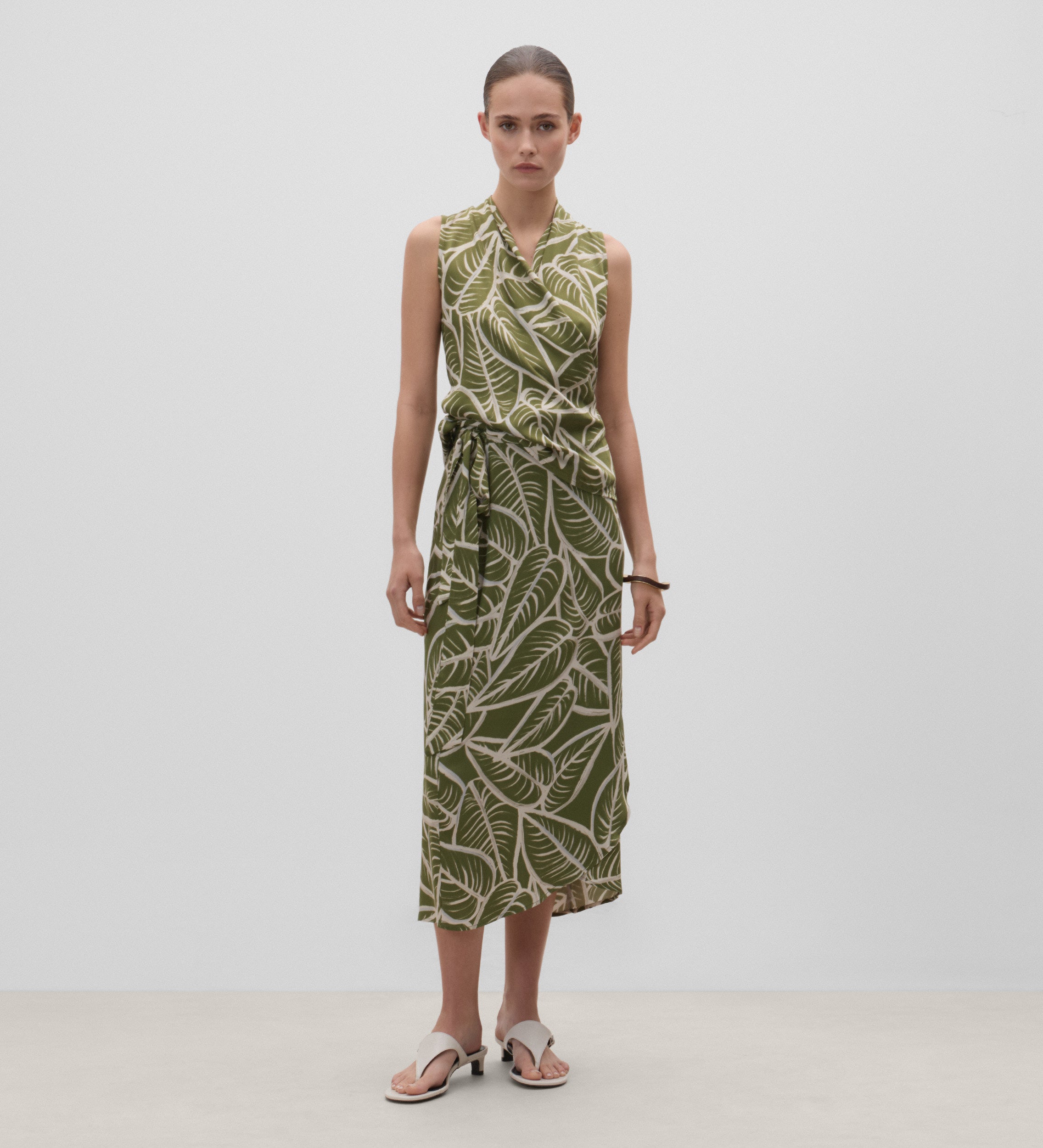 Printed pareo-style skirt