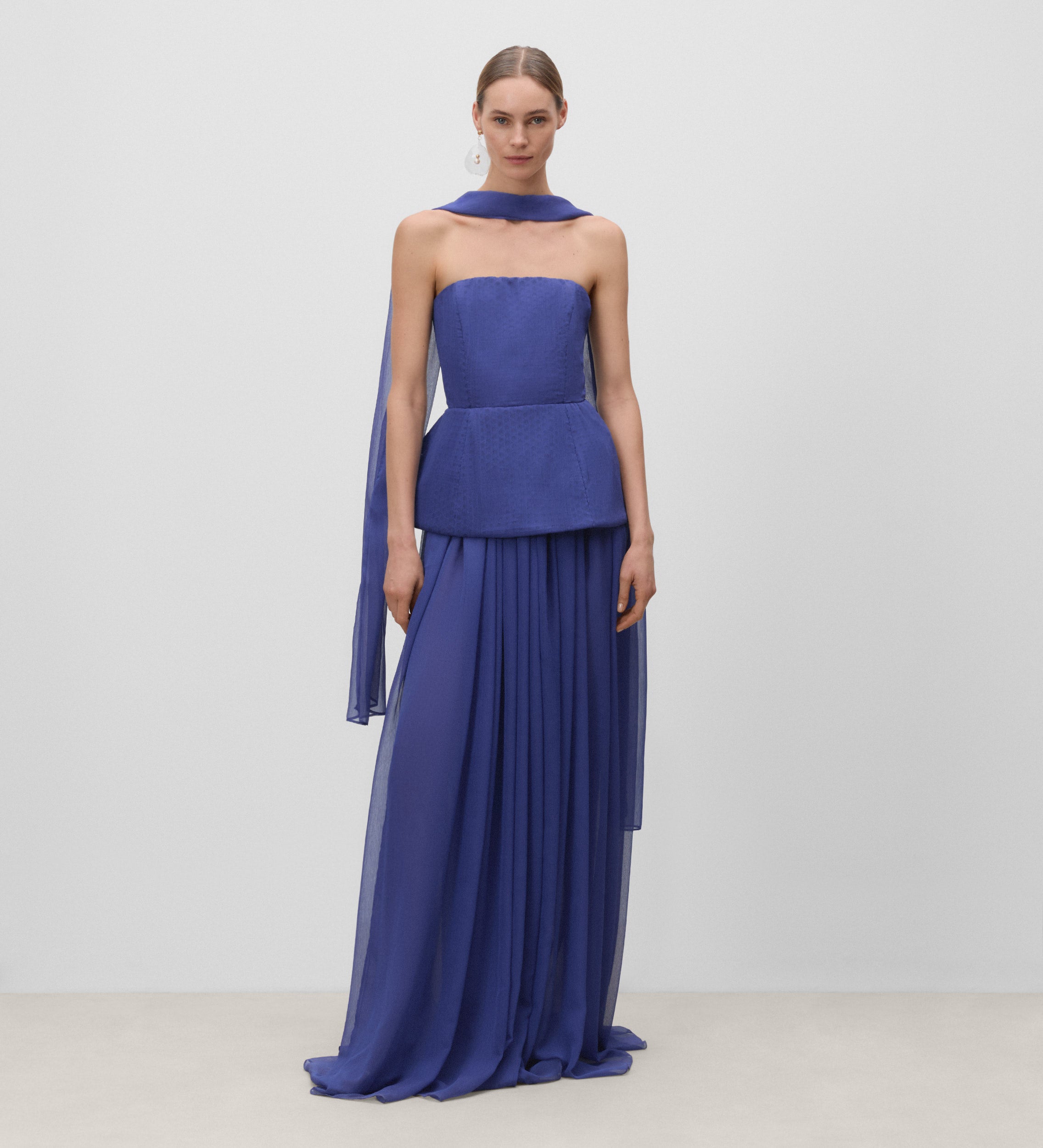 Strapless peplum top