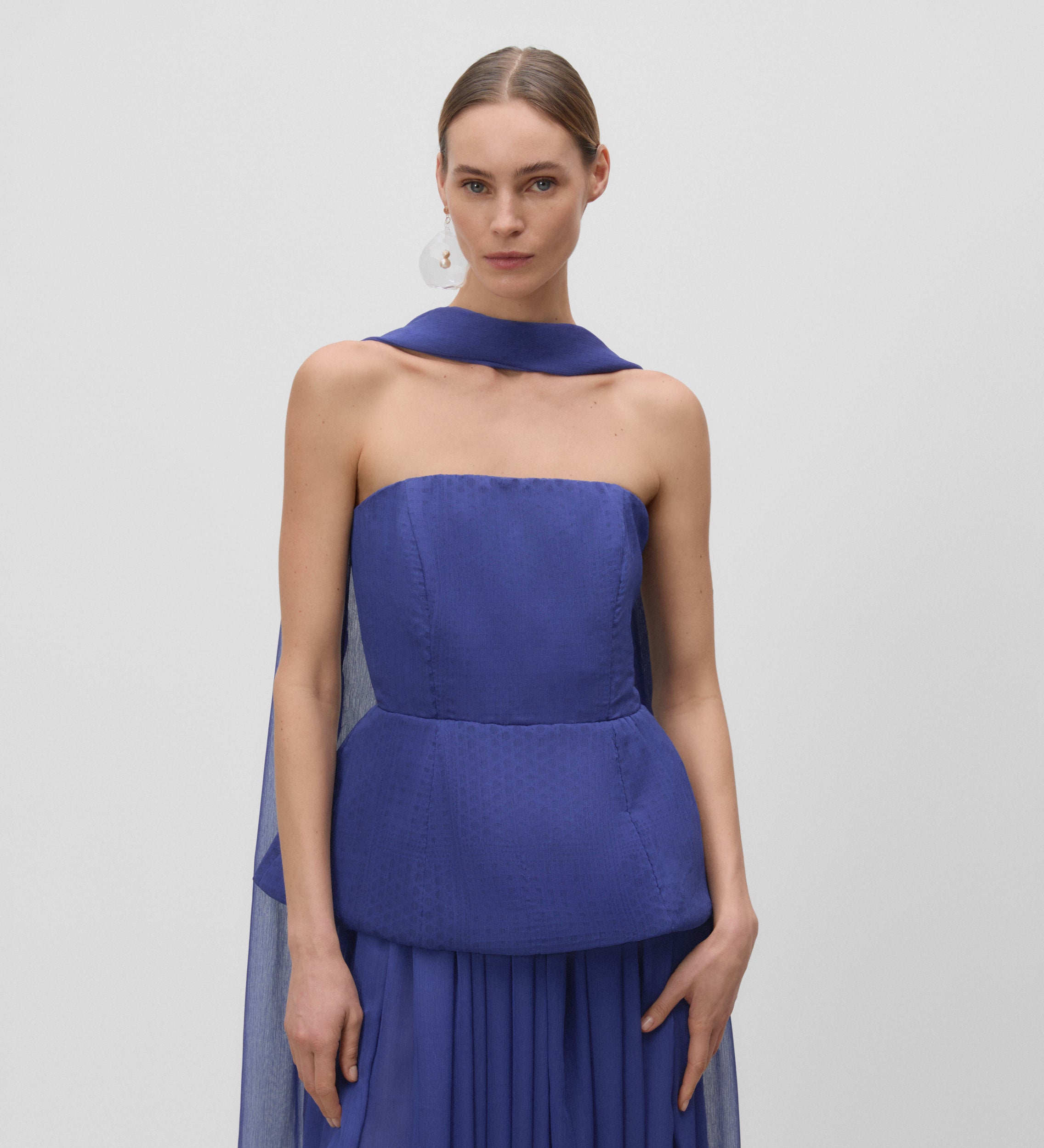 Strapless peplum top