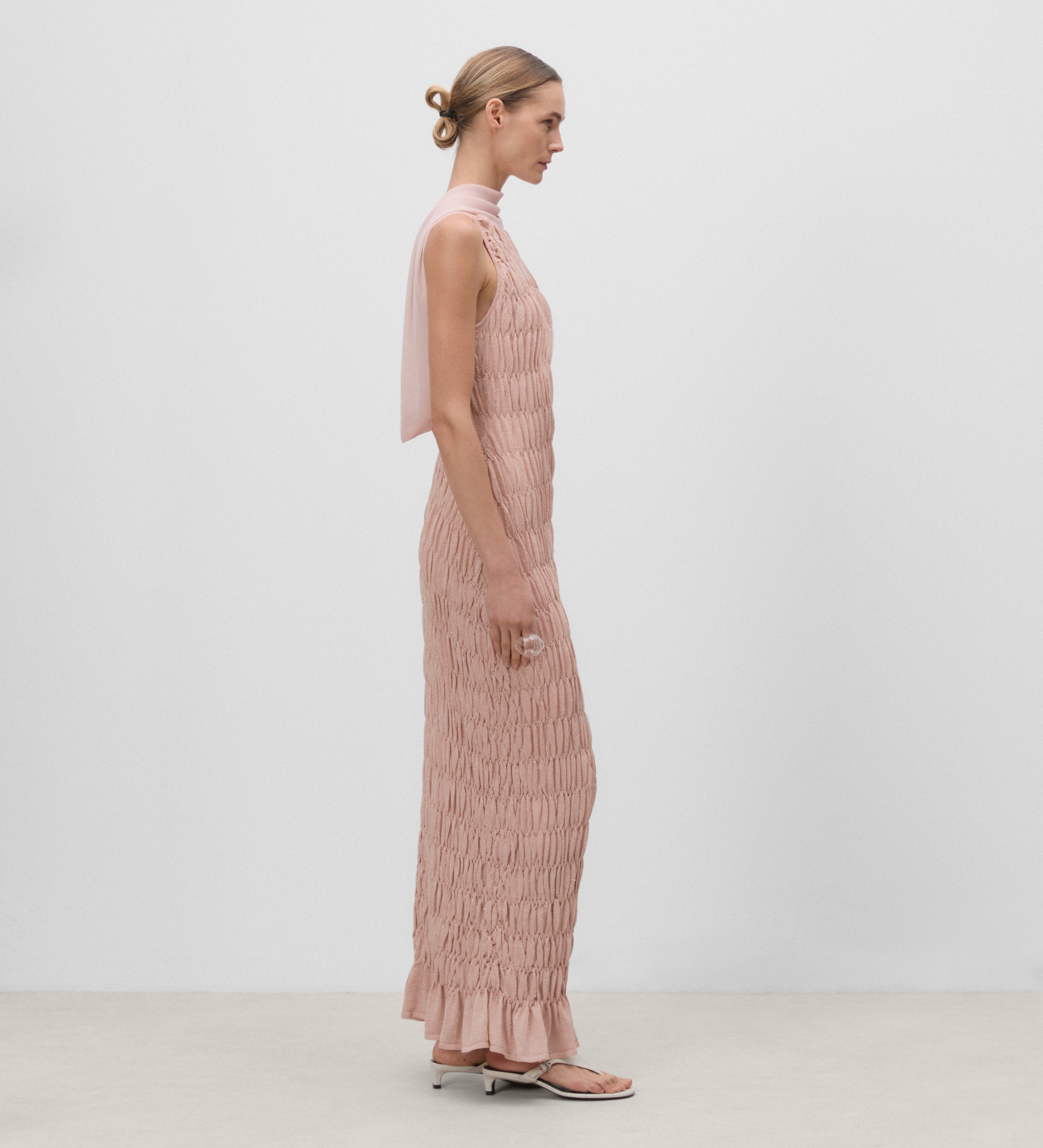 Elastic gathered dress