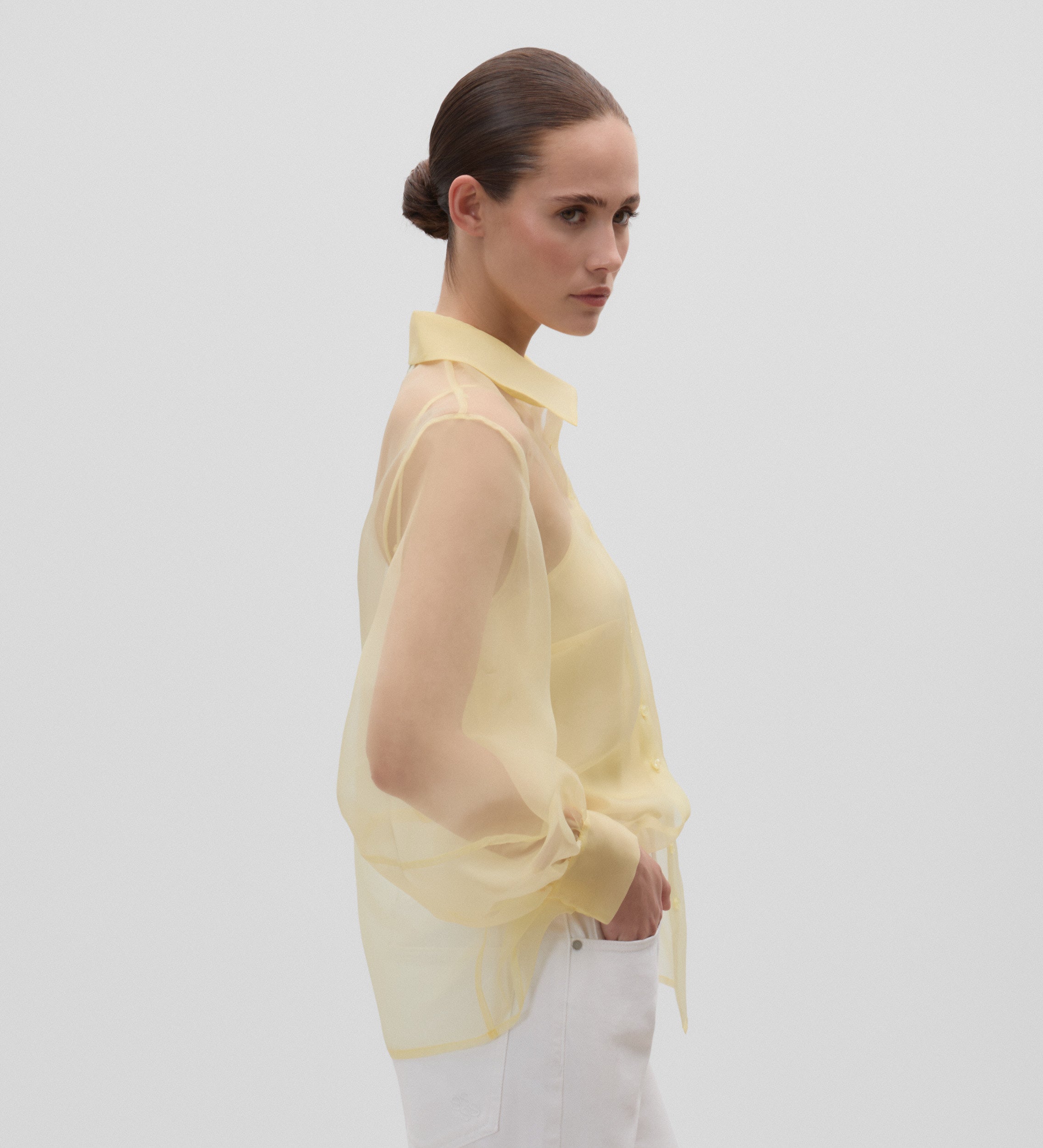 Blusa organza manga larga