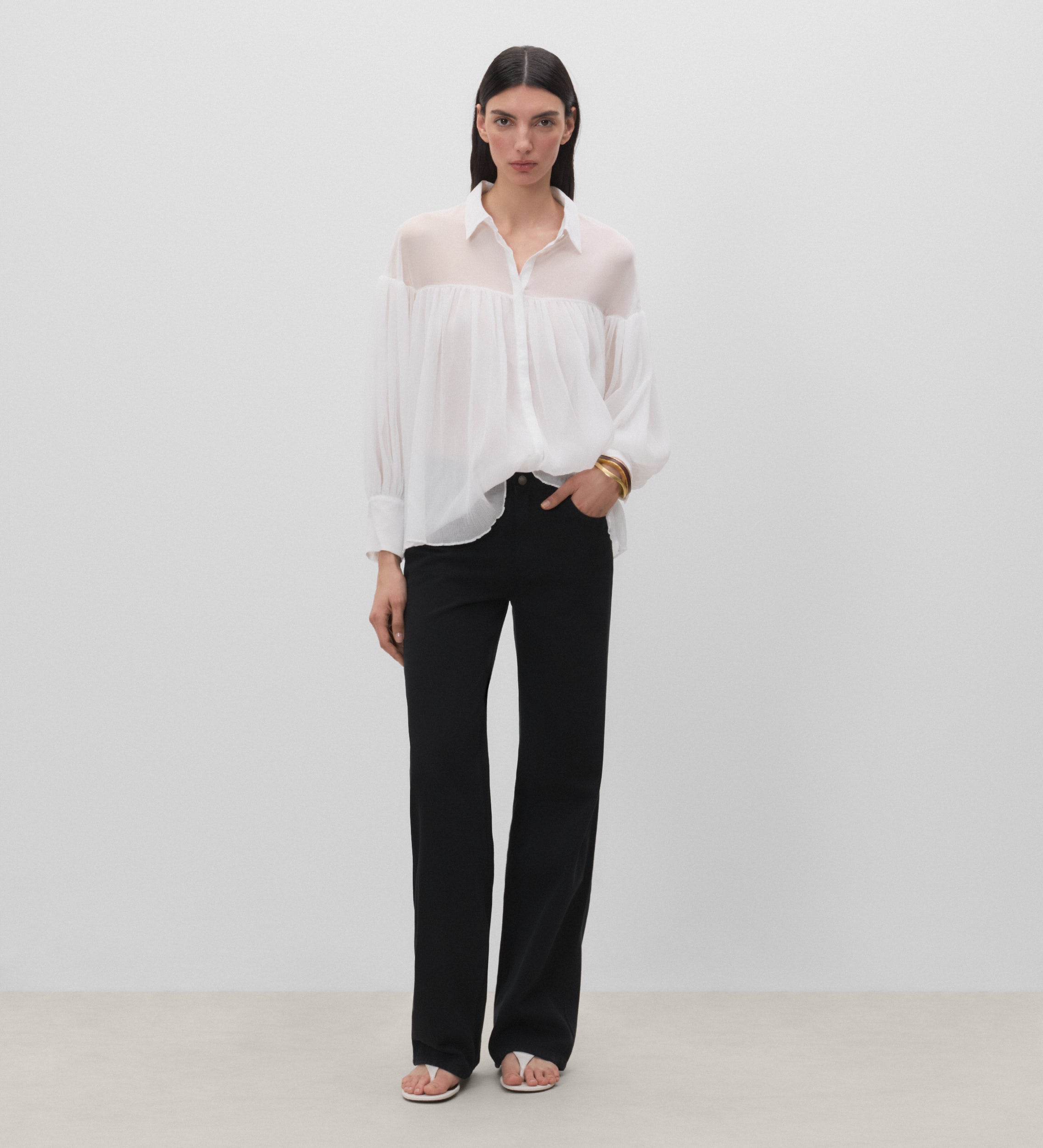 Flared chiffon blouse