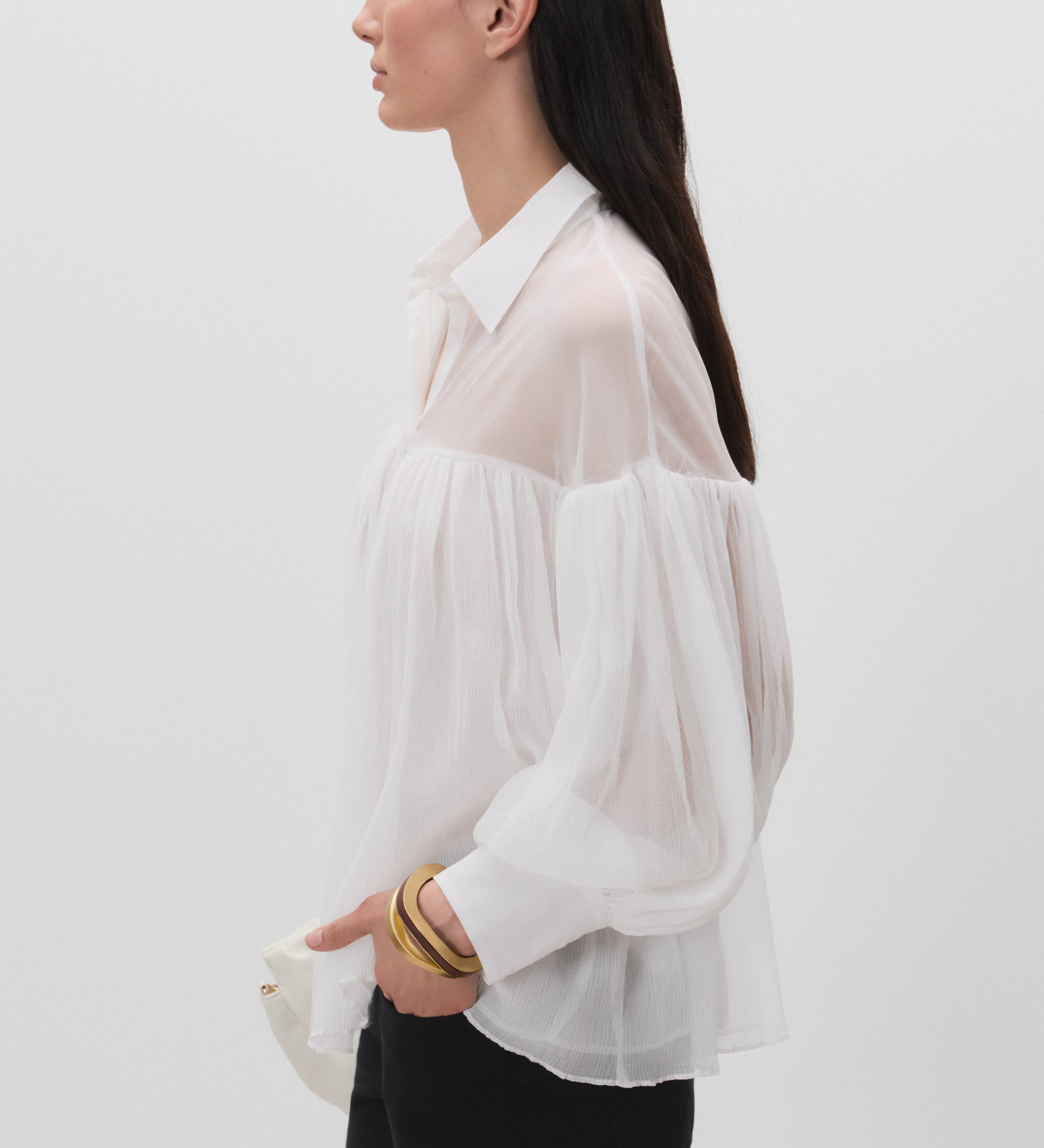 Flared chiffon blouse
