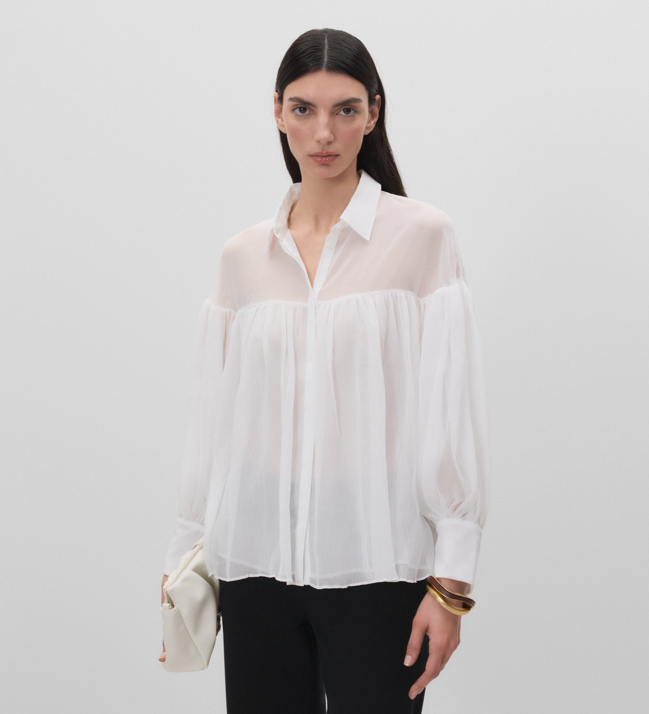 Flared chiffon blouse