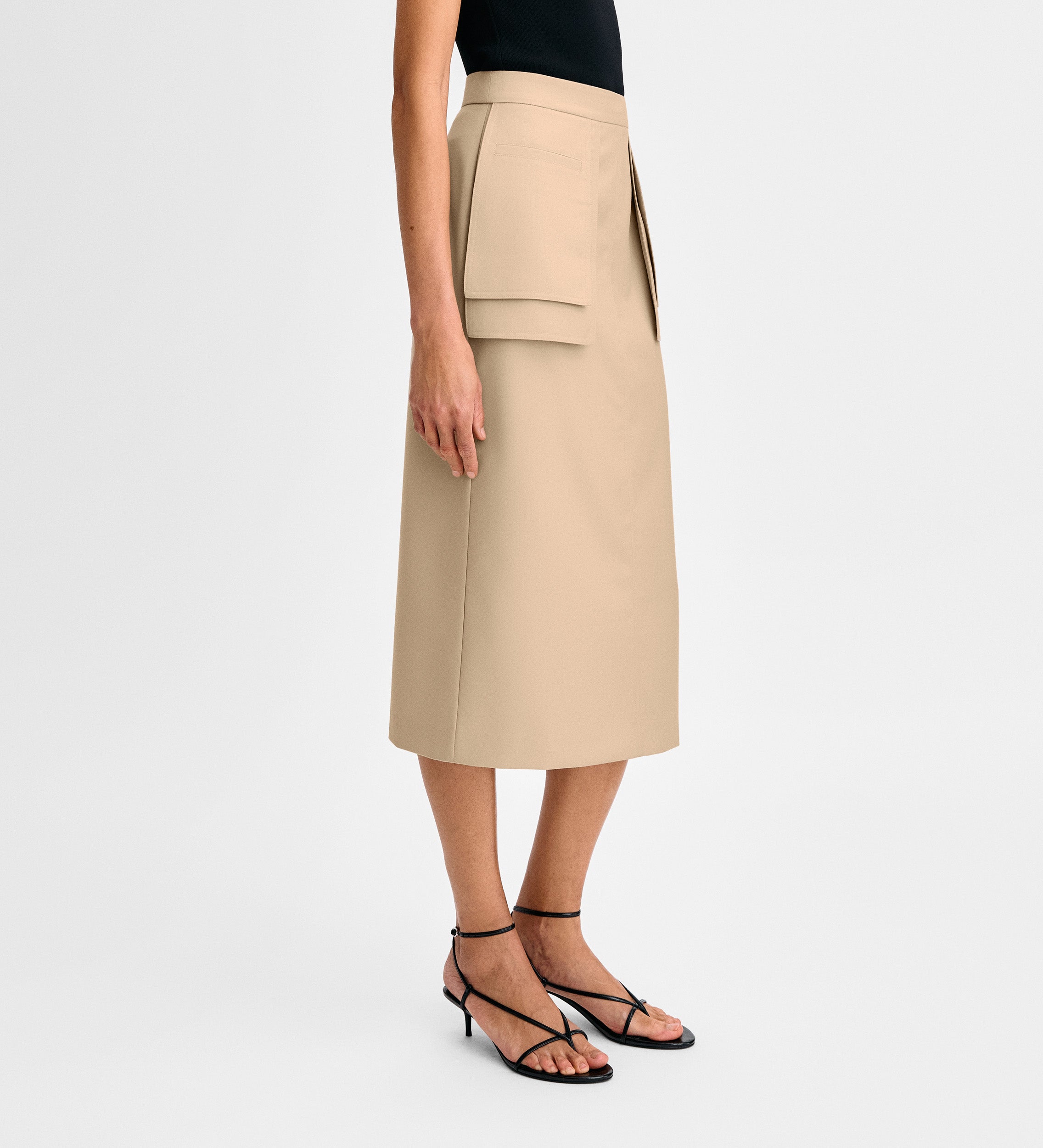 Jupe midi détail poche
