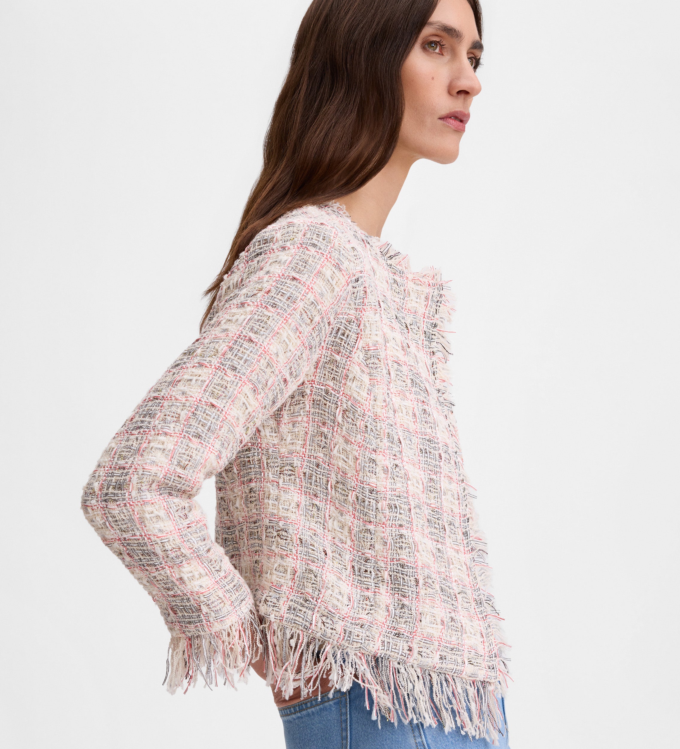 Fringed tweed jacket