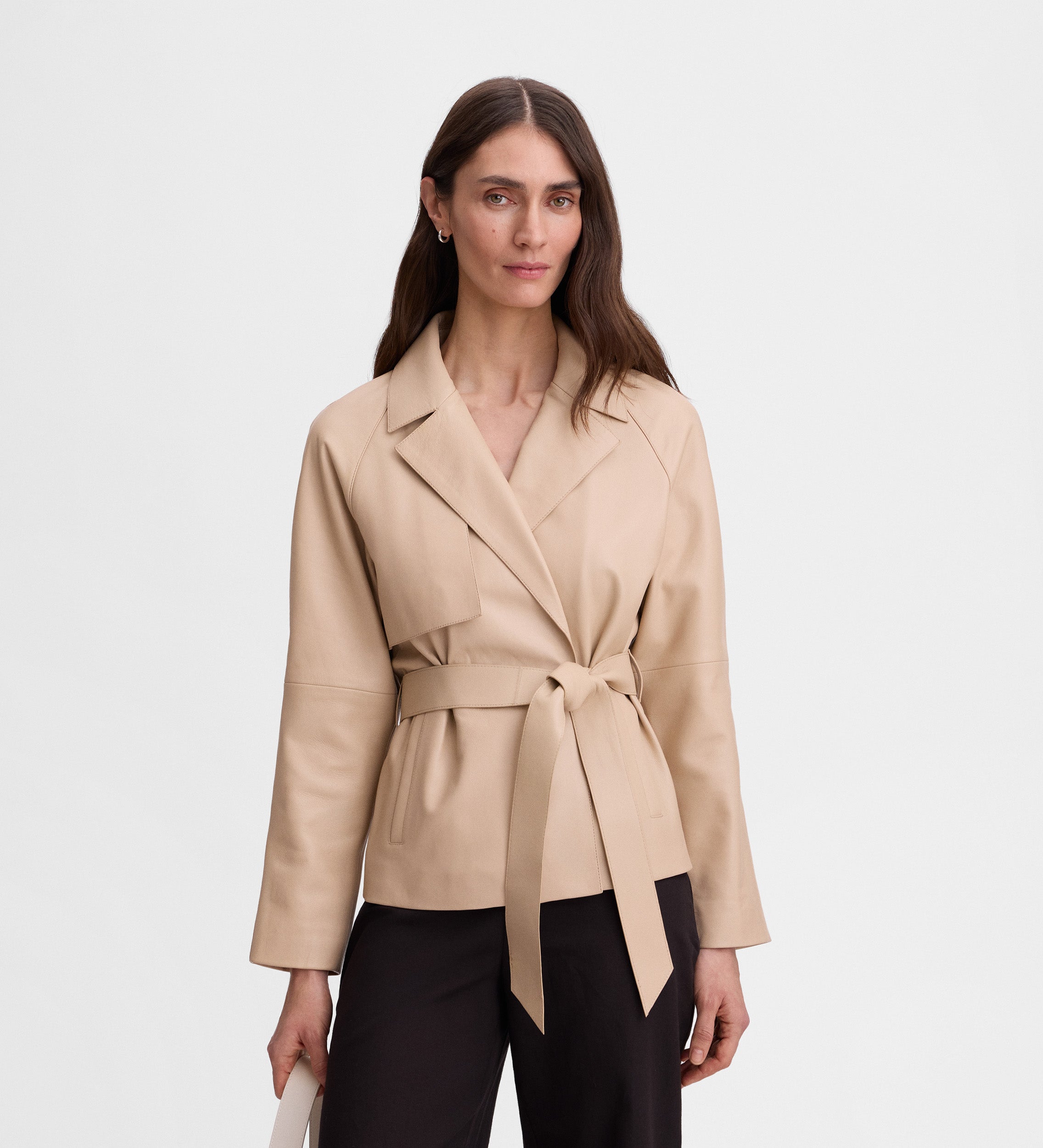 Short napa trench coat