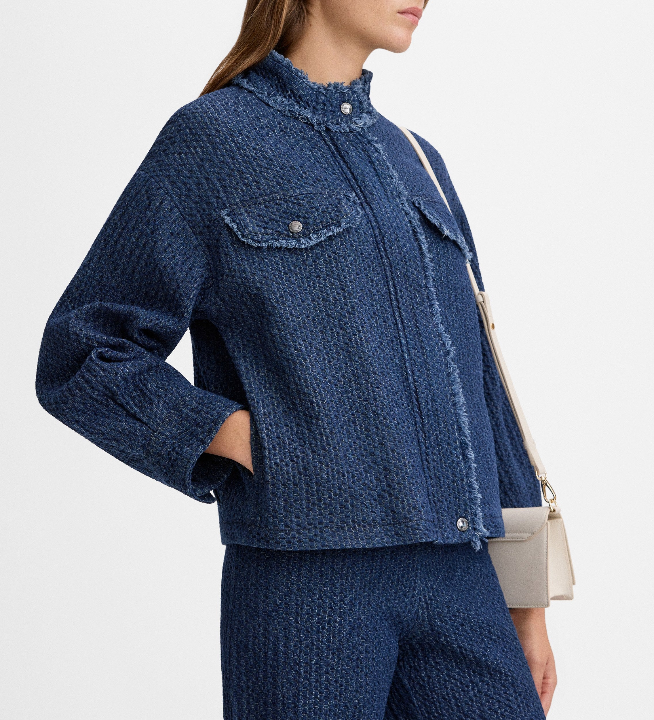 Veste jacquard denim texturé