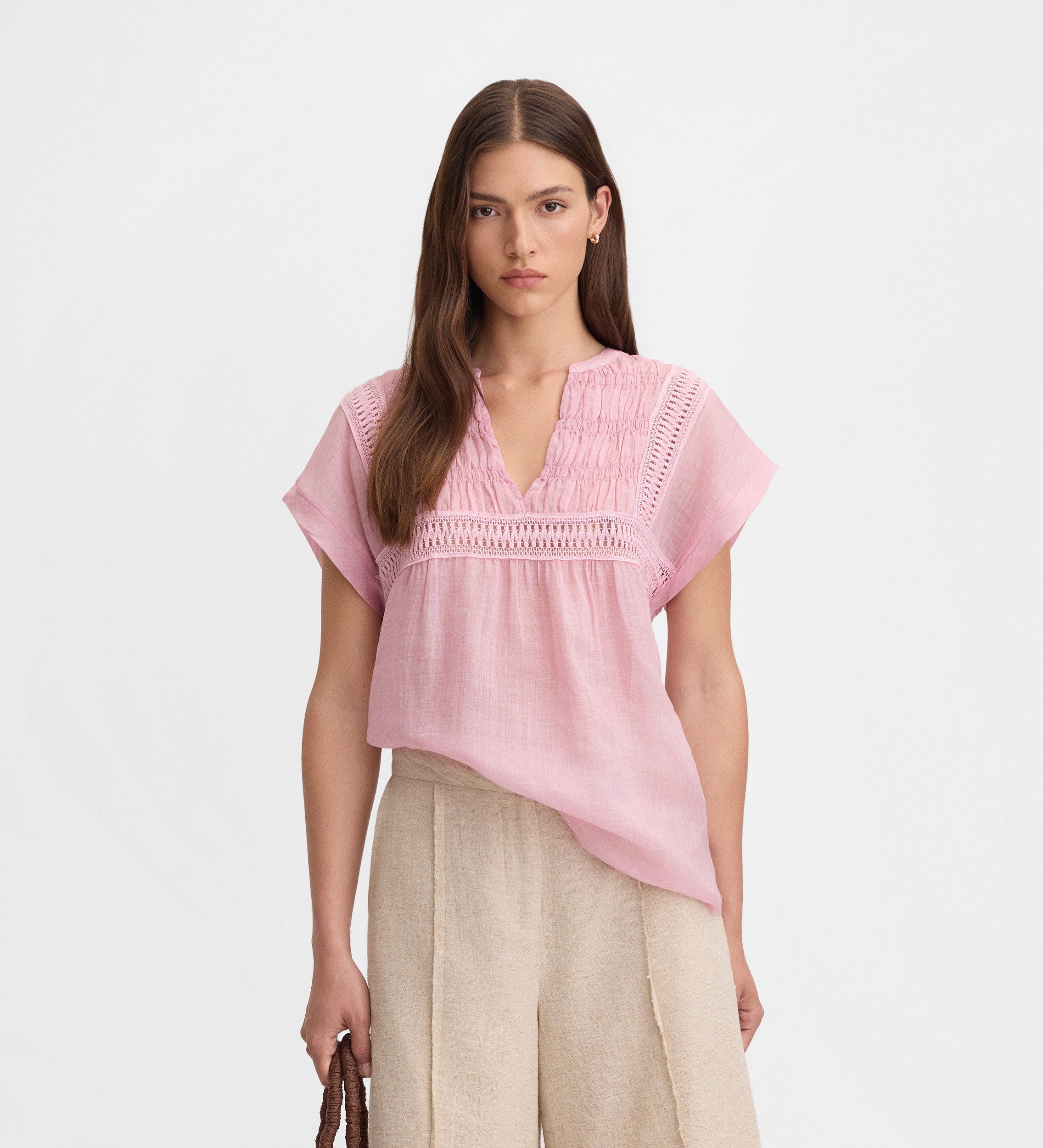 Gathered loose-fitting blouse