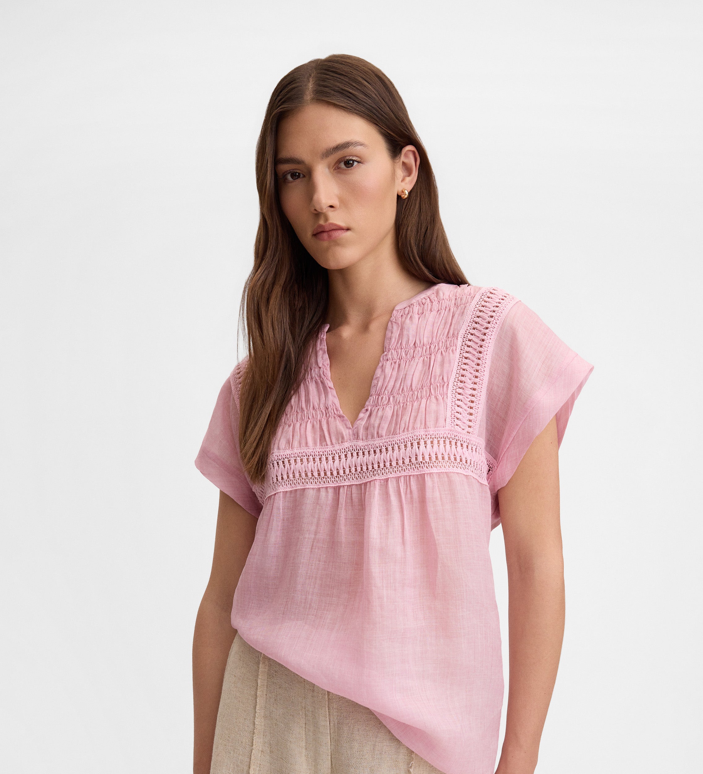 Gathered loose-fitting blouse