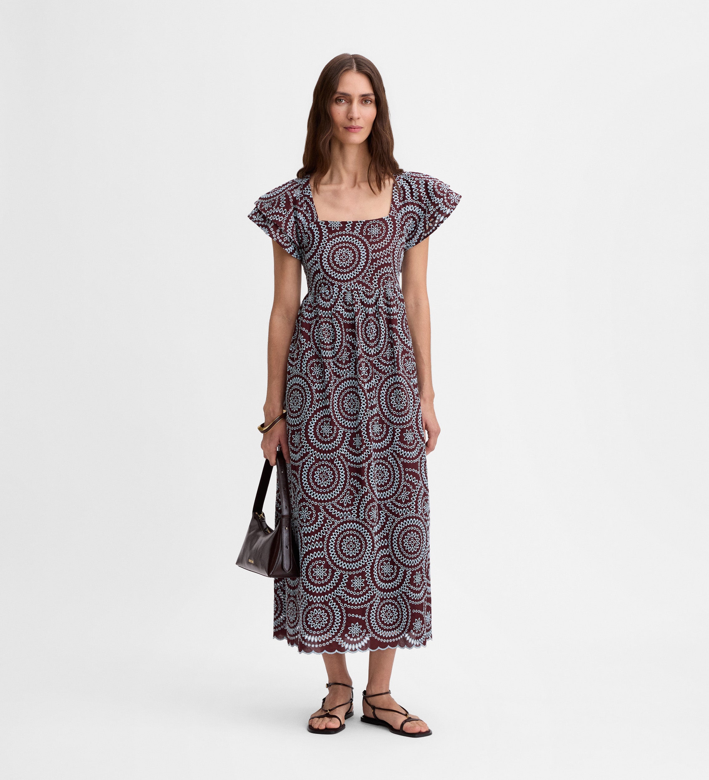 Contrast-embroidered dress
