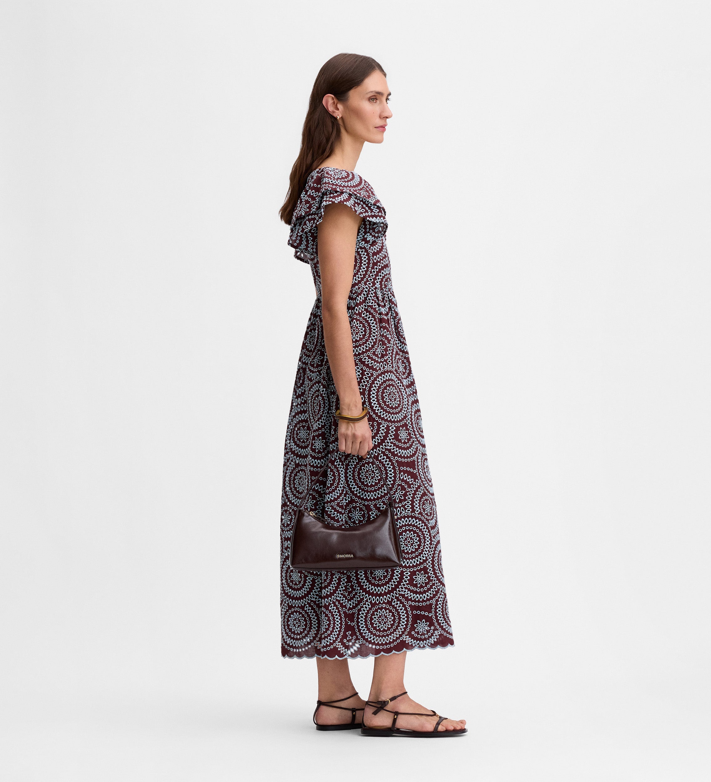 Contrast-embroidered dress