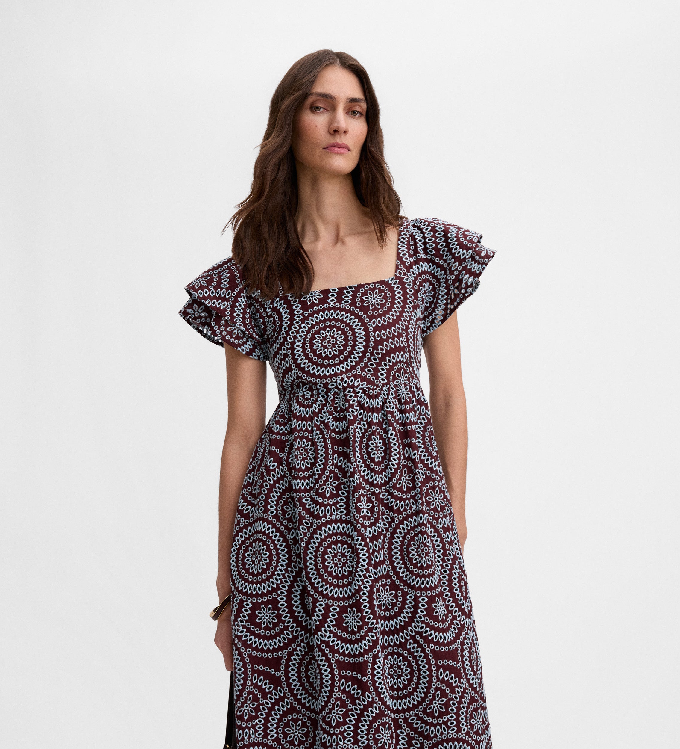 Contrast-embroidered dress