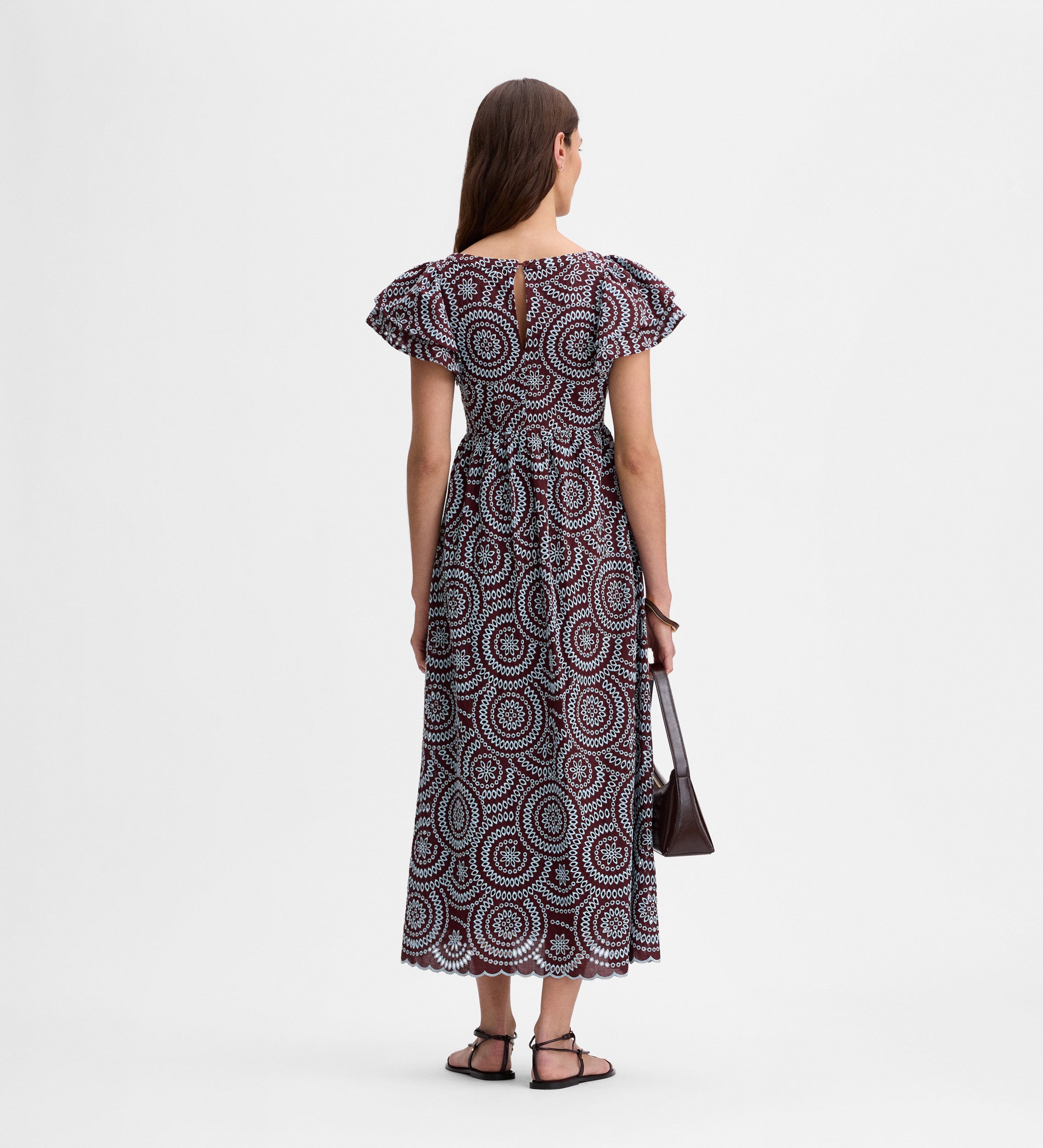 Contrast-embroidered dress