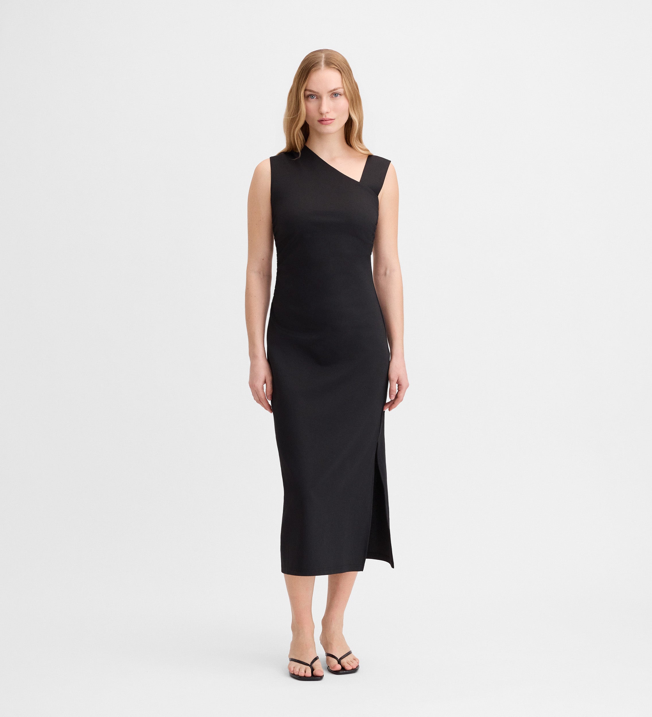 Shirred midi dress
