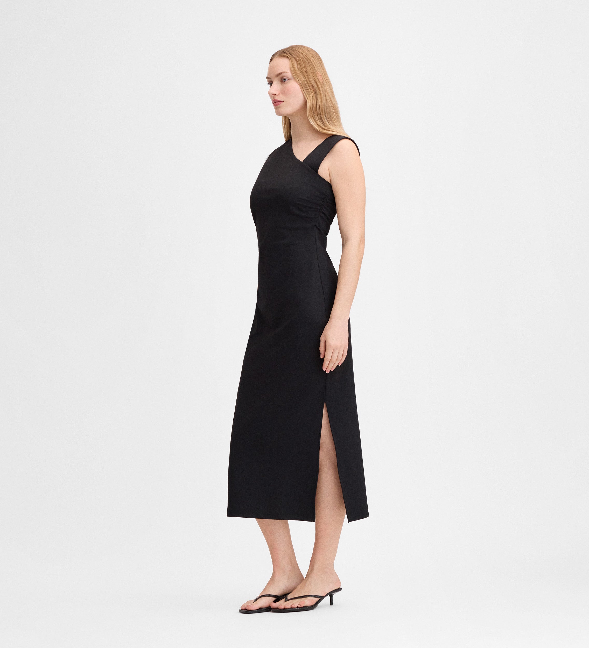 Shirred midi dress