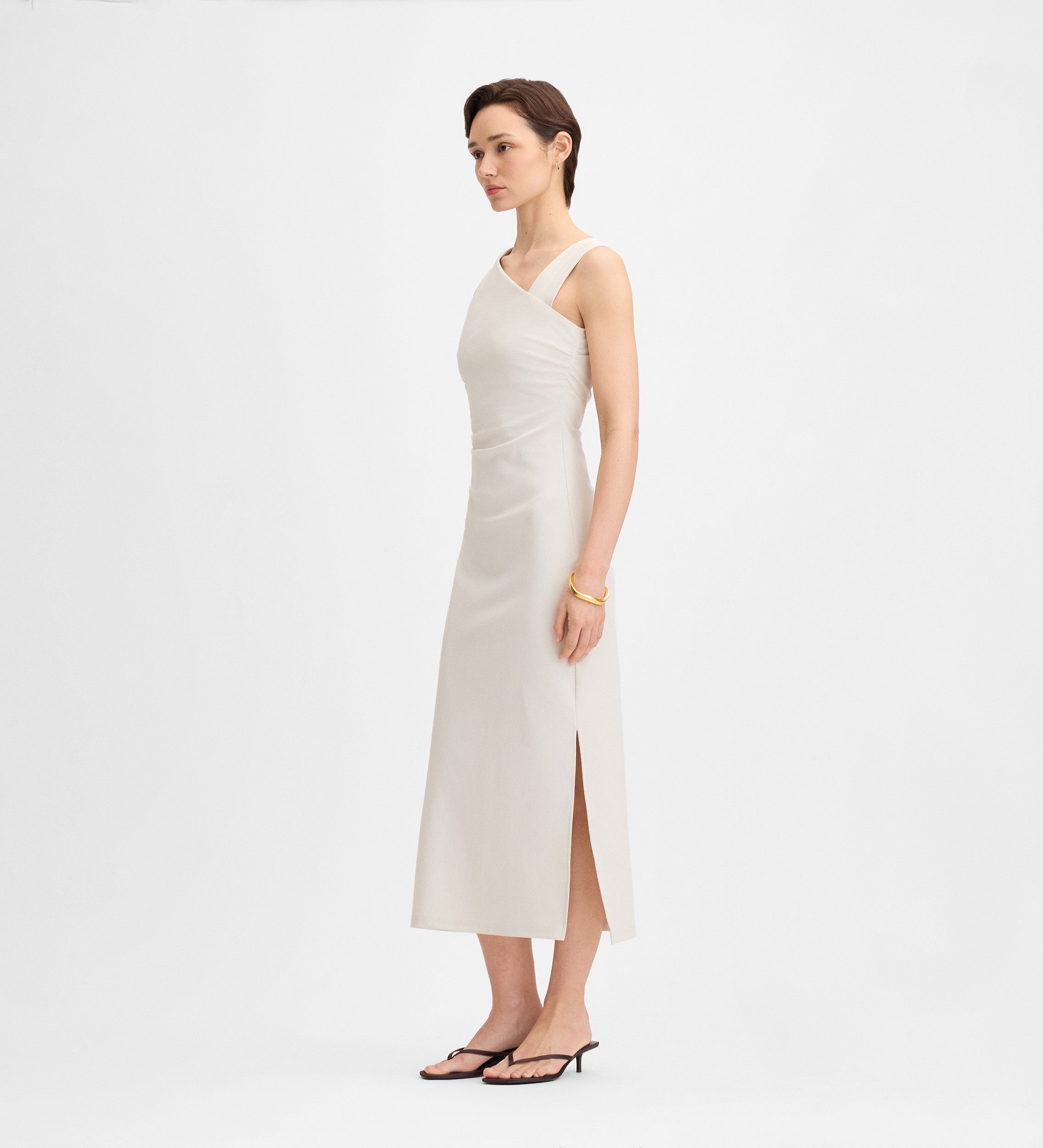 Shirred midi dress