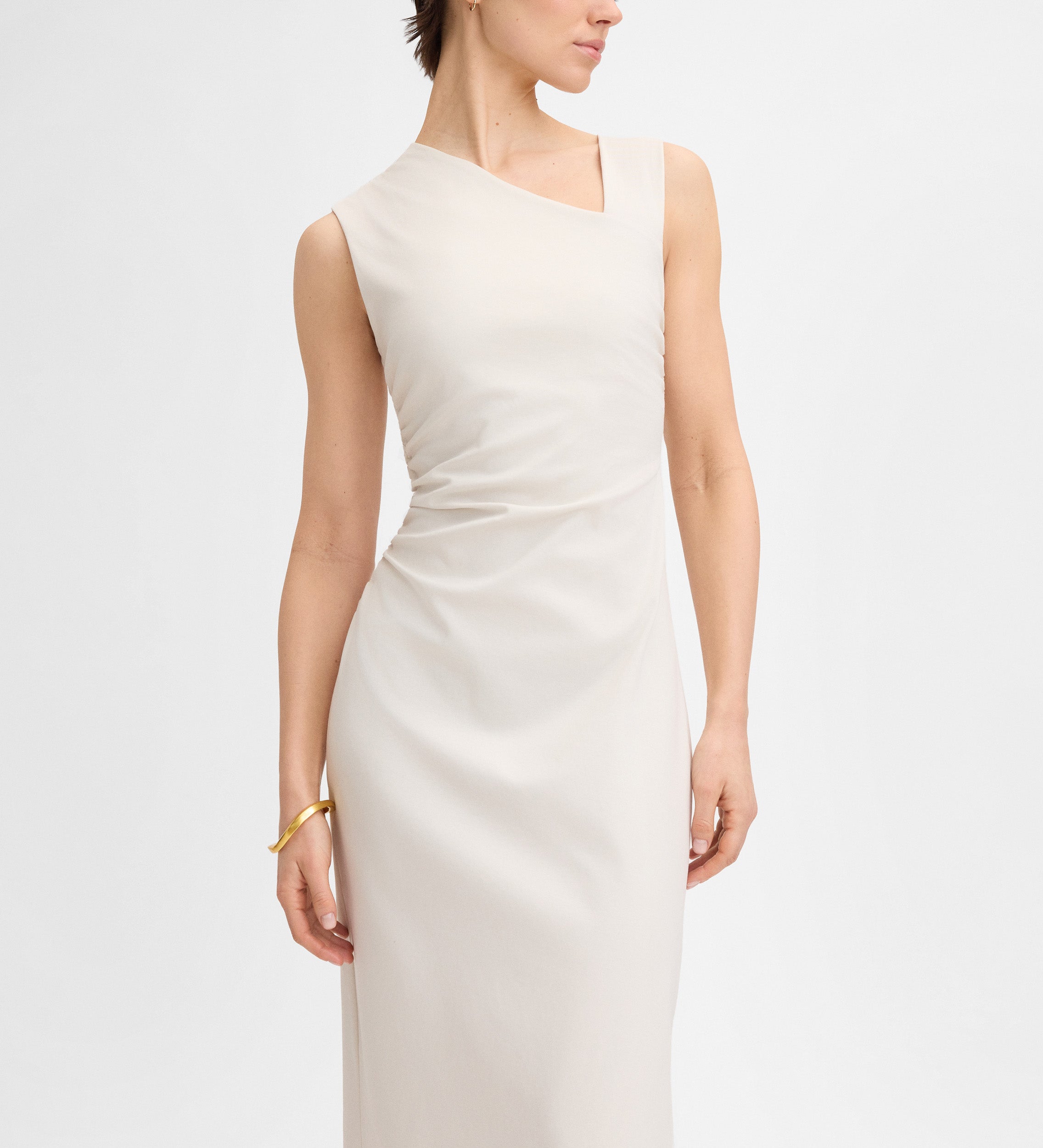 Shirred midi dress