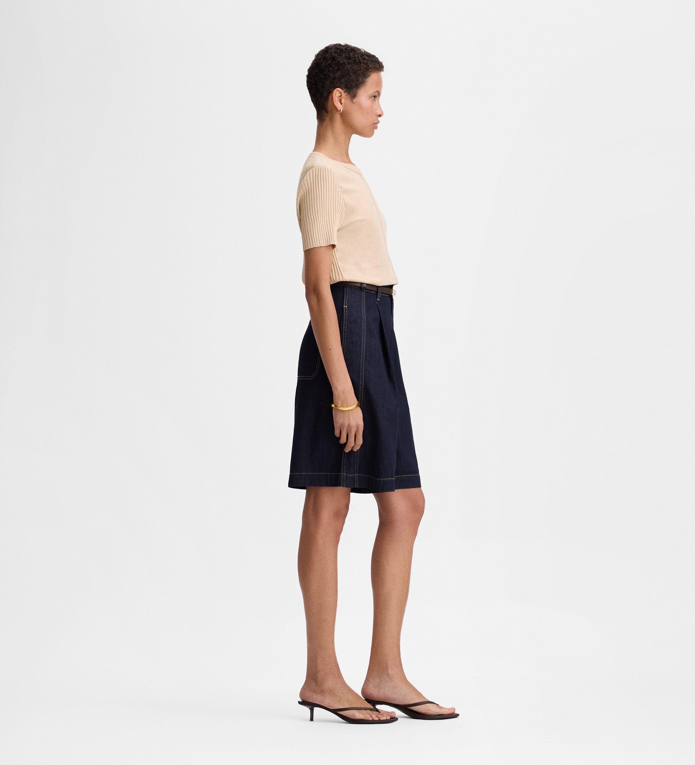 Two-material suede top